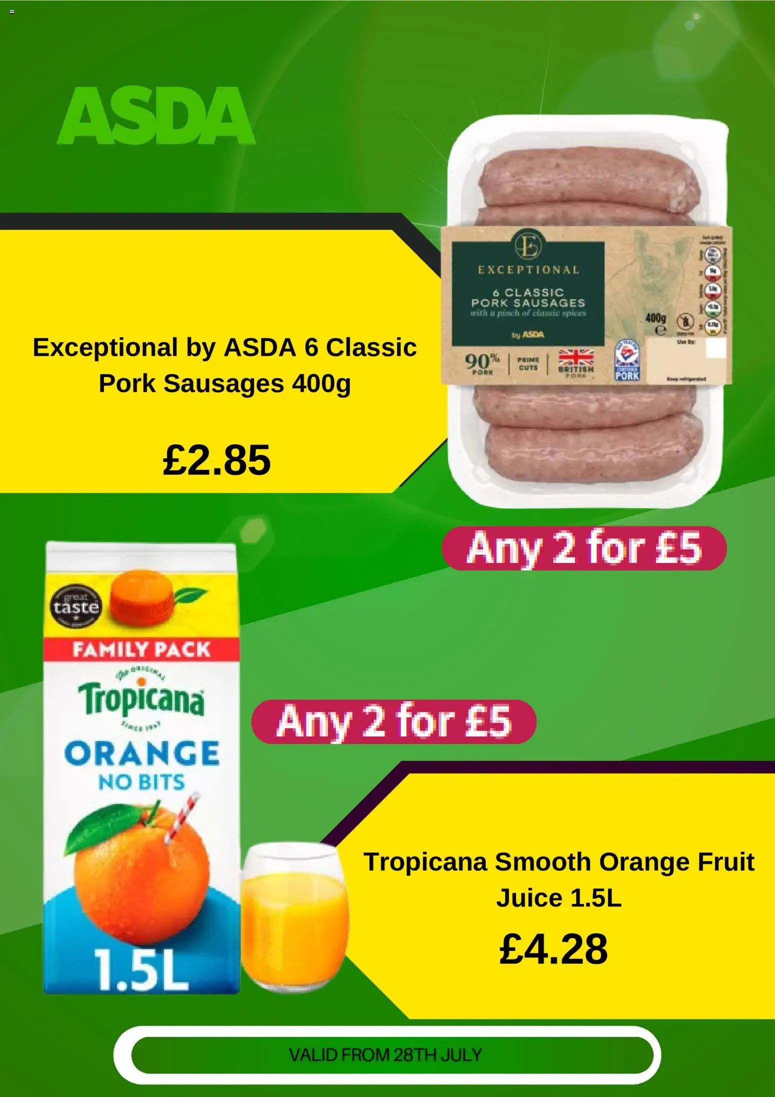 {H1} | Page: 3 | Products: Juice, Pork, Sausages, Orange