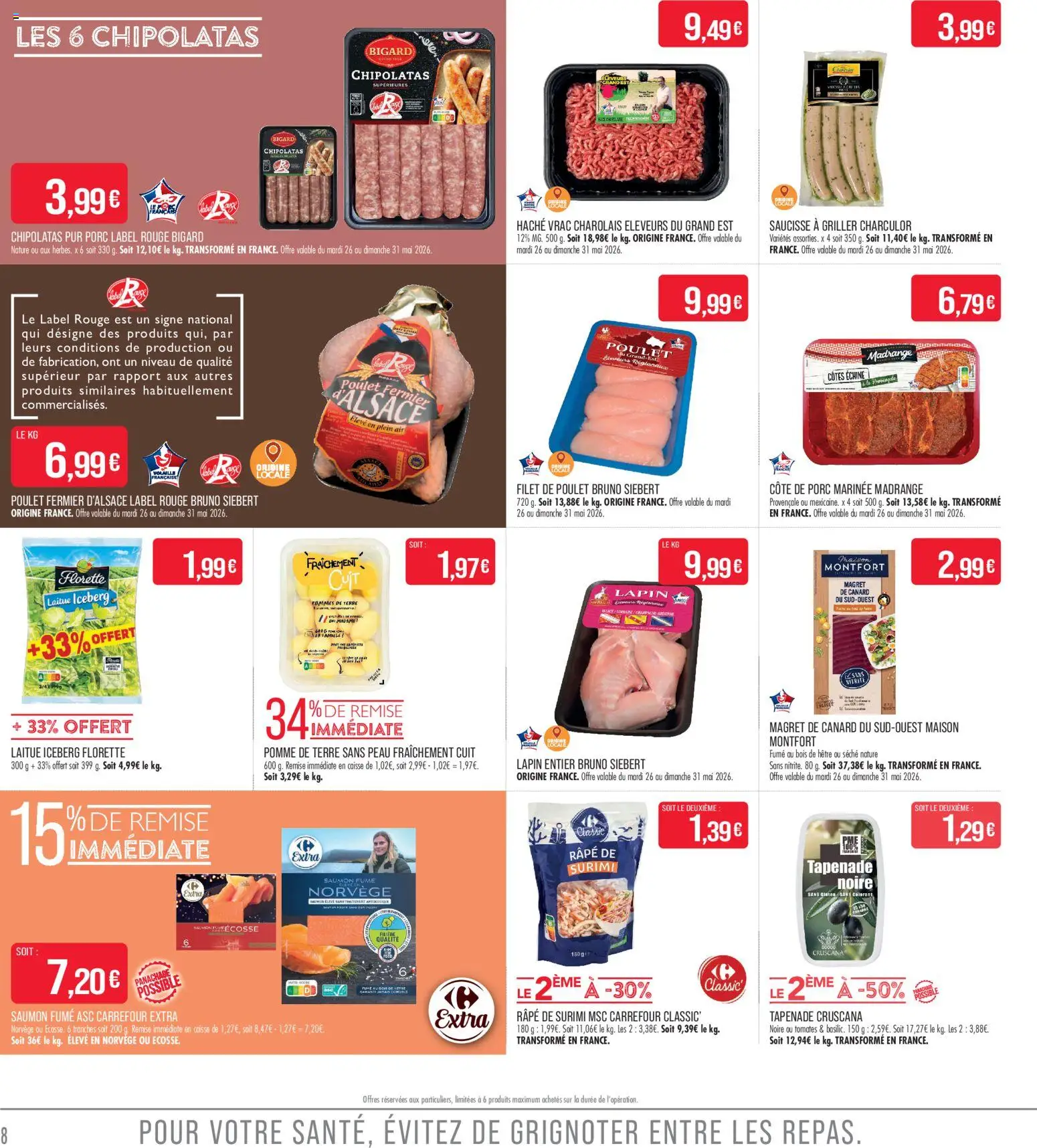 {H1} | Page: 8 | Produits: Pomme, Volaille, Tomates, Saumon