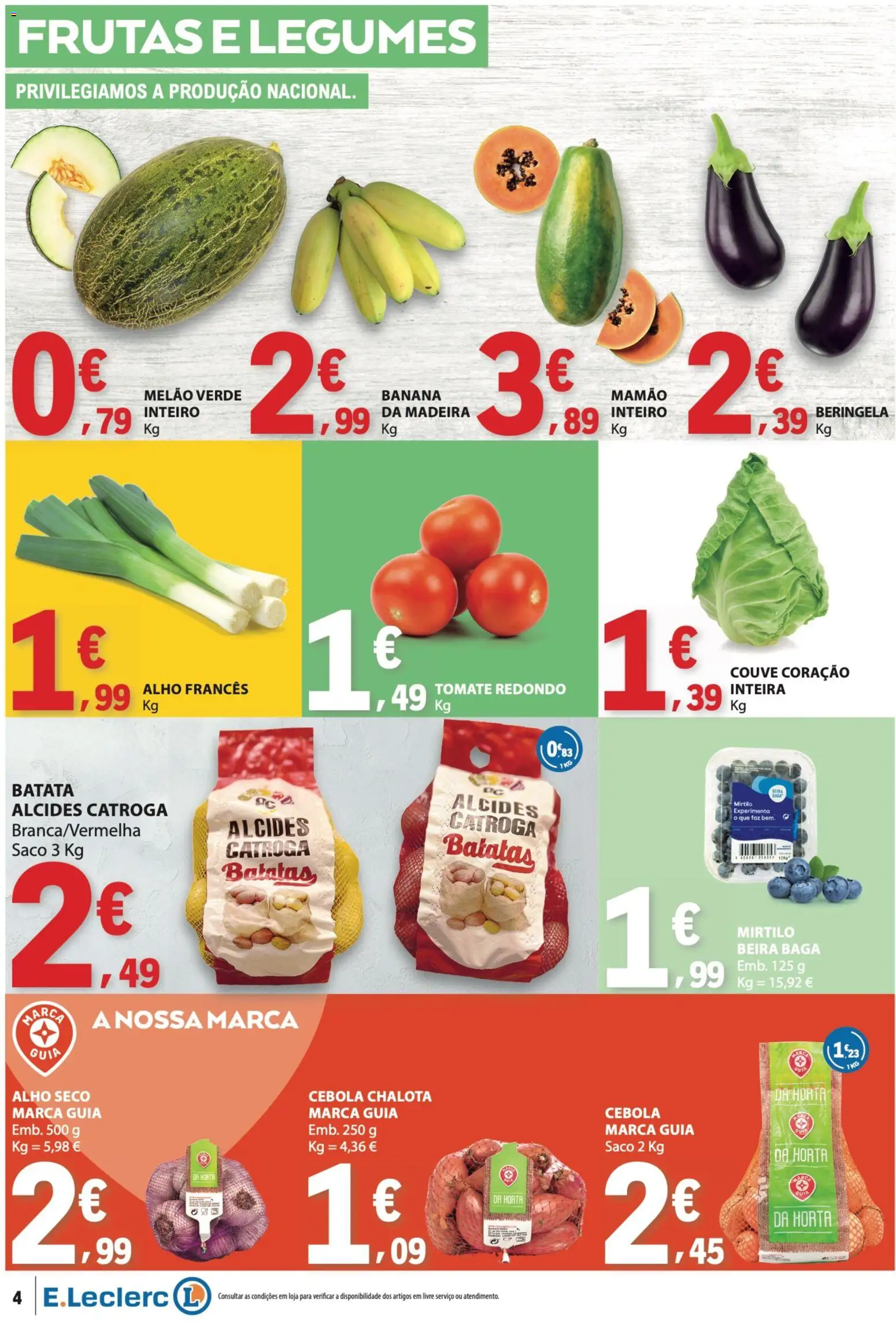 E.Leclerc folheto │ válido de 10/09/2026 | Página: 4 | Produtos: Batata, Alho francês, Cebola, Couve