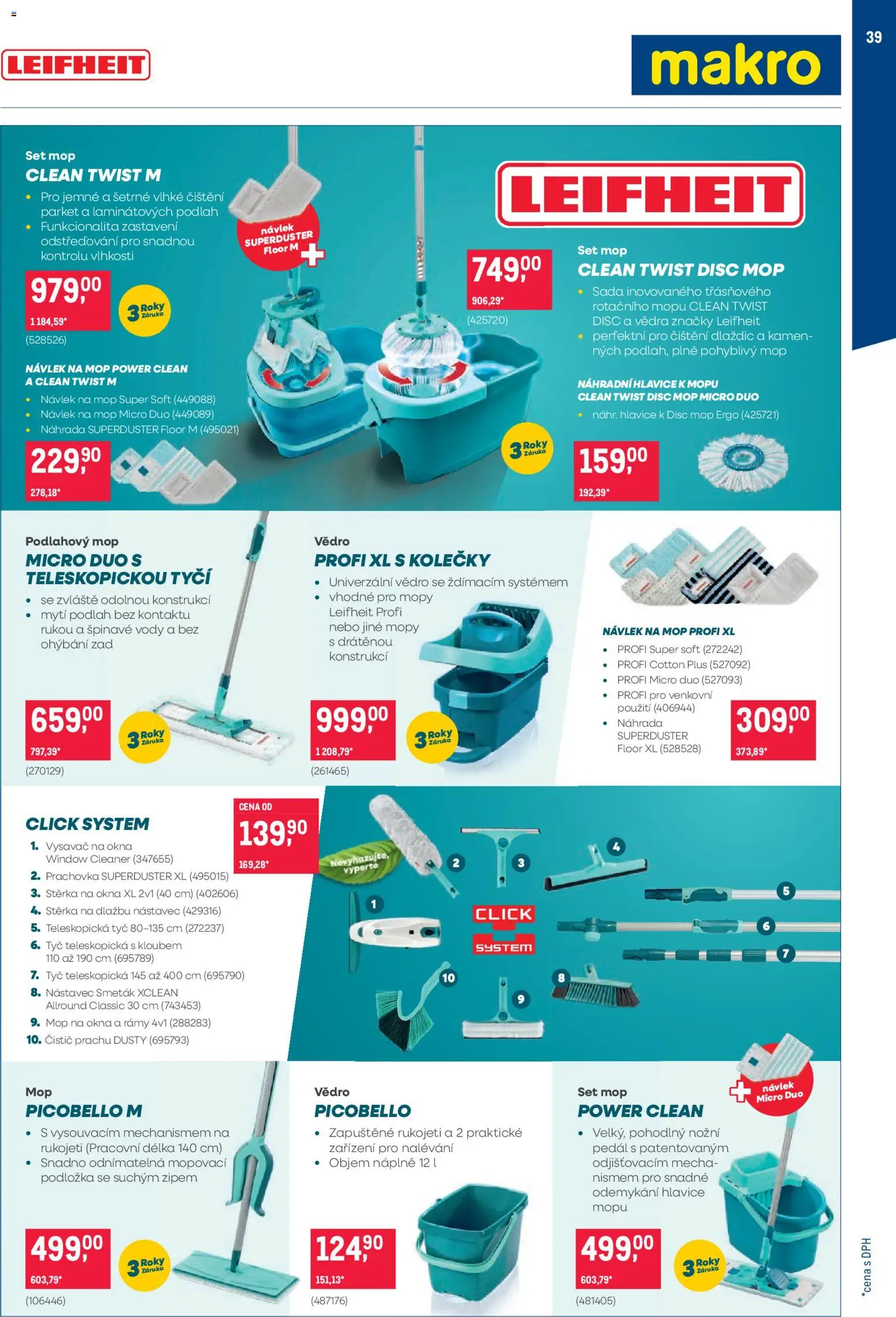 Makro leták - Obchodní partneři od 20.05.2026 | Strana: 39 | Produkty: Prachovka, Mop, Vysavač, Smeták