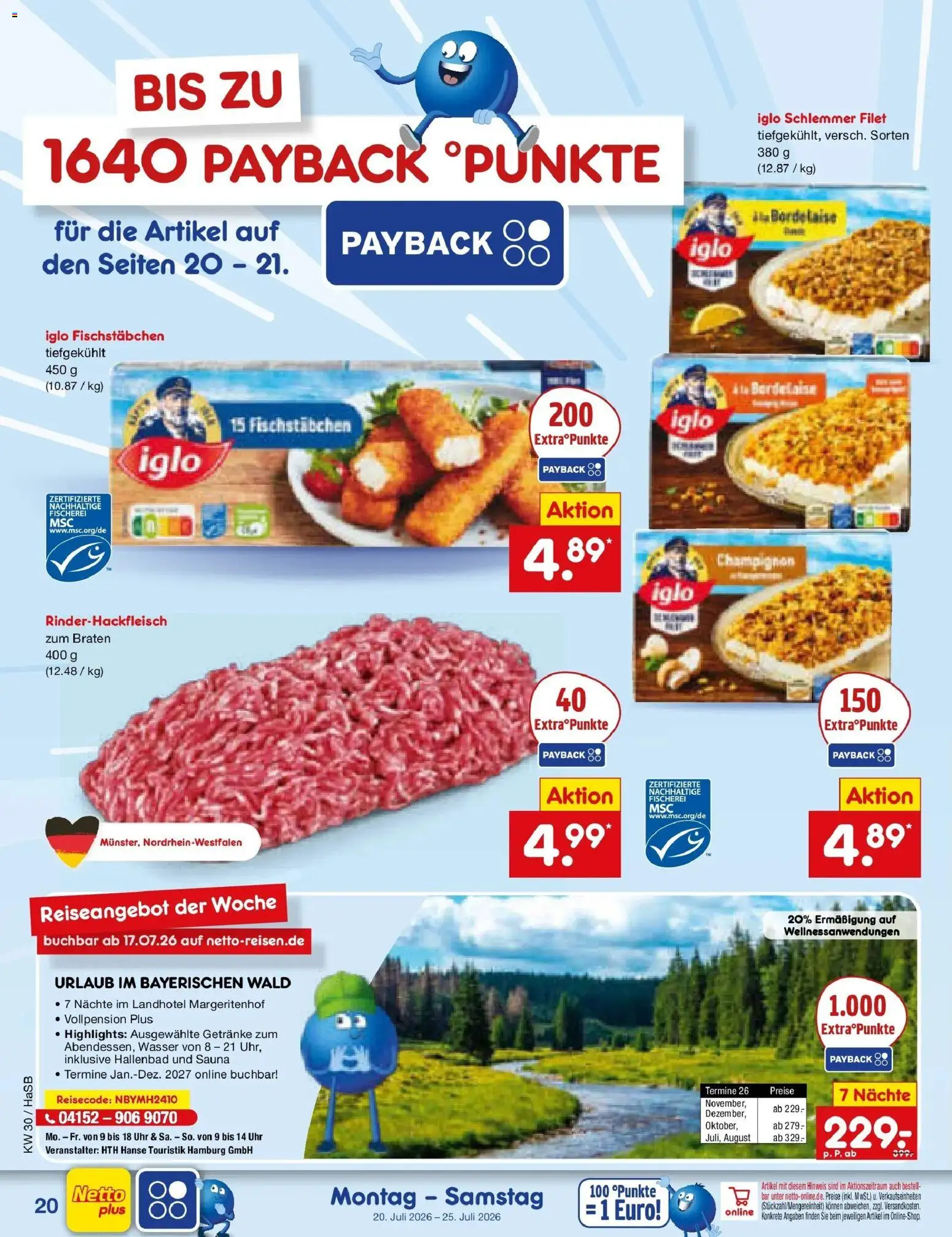 Netto Marken-Discount Prospekt Wuppertal – gültig ab 20.07.2026 | Seite: 36 | Produkte: Iglo, Fischstabchen, Wasser, Uhr