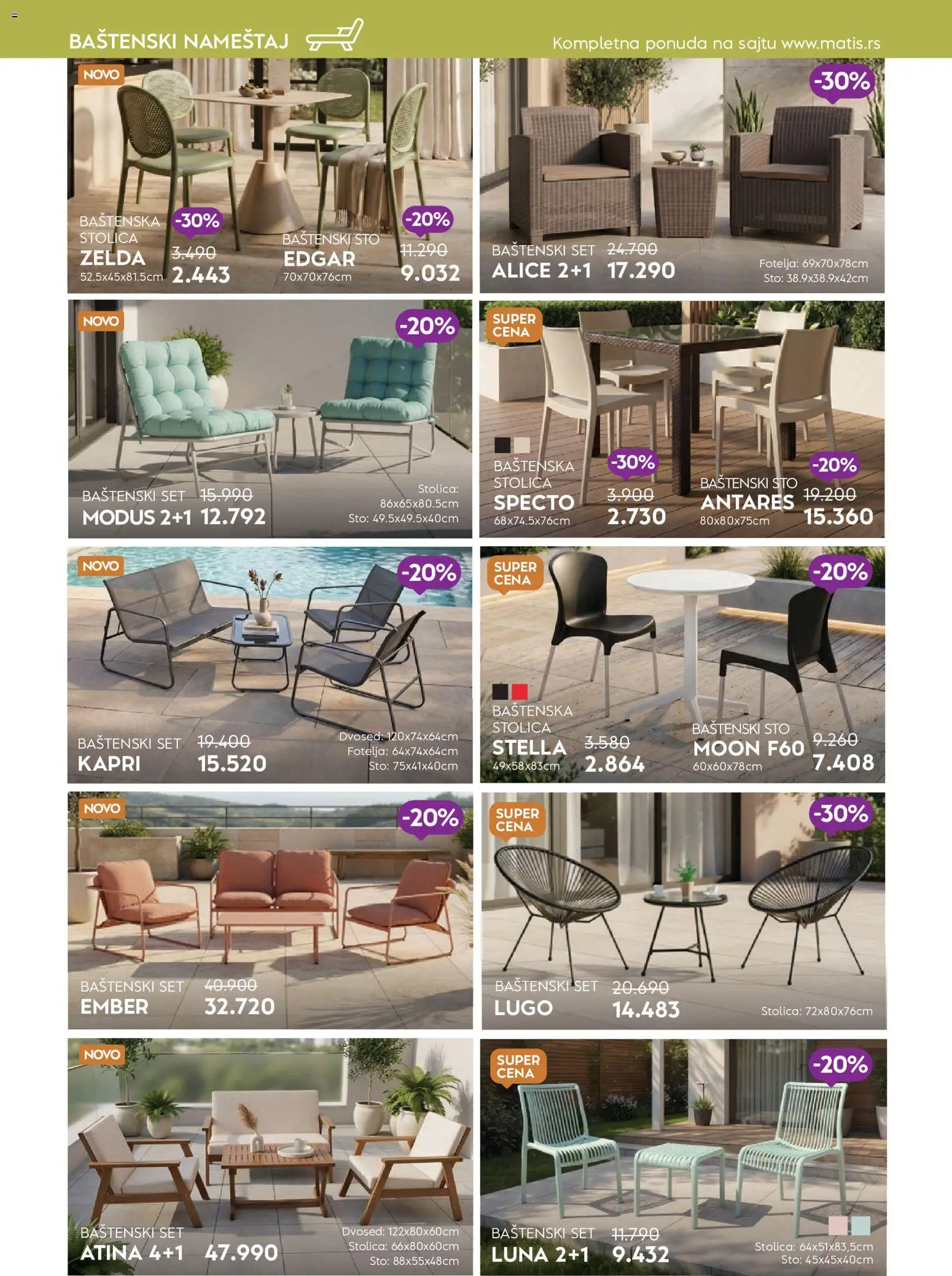 Matis katalog - važi od 01.08.2026 | Strana: 72 | Proizvode: Baštenski sto, Baštenska stolica, Fotelja, Stolica