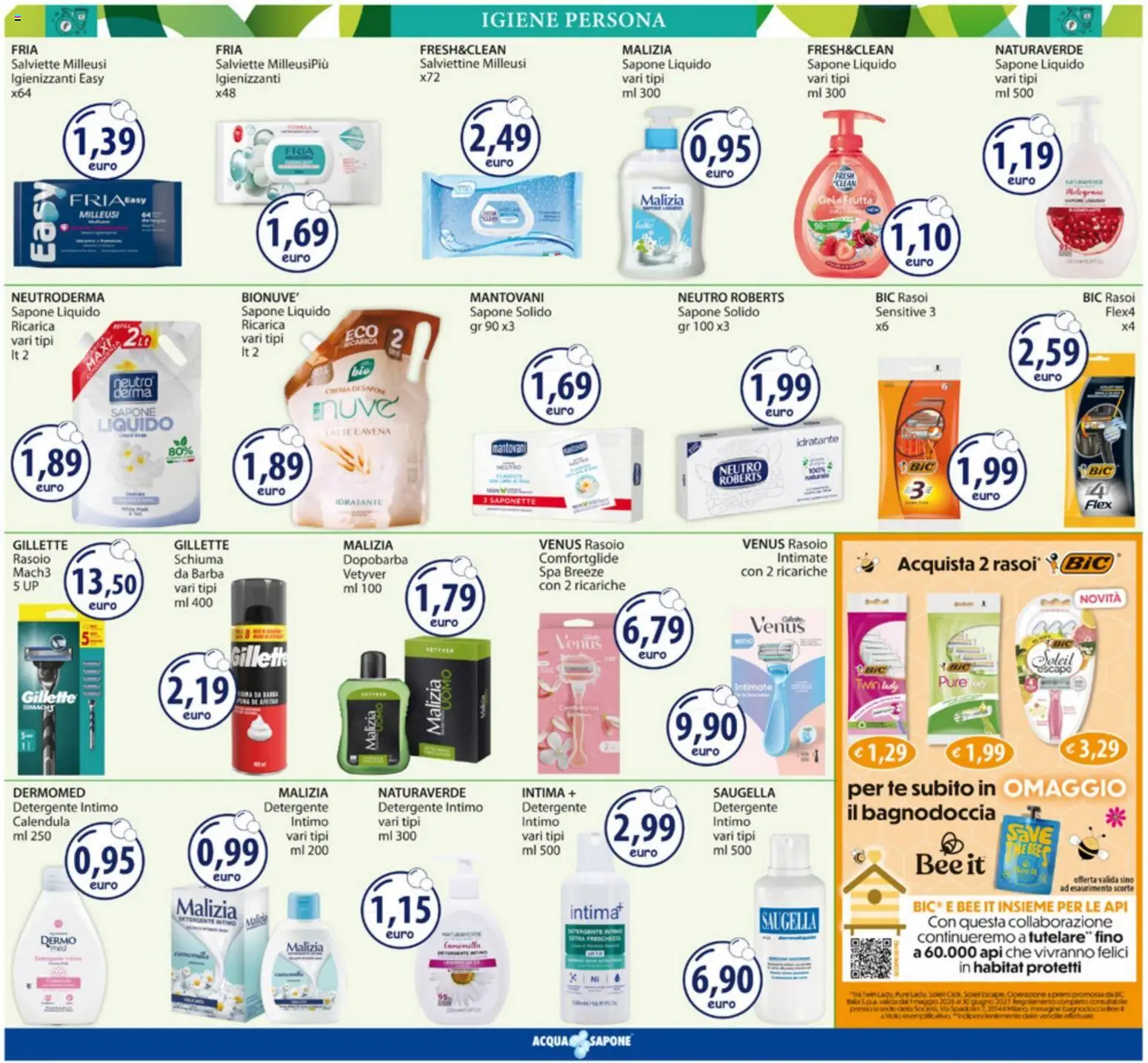 Volantino Acqua e Sapone del 04.05.2026 | Pagina: 9 | Prodotti: Rasoio, Detergente intimo, Tè, Intimo