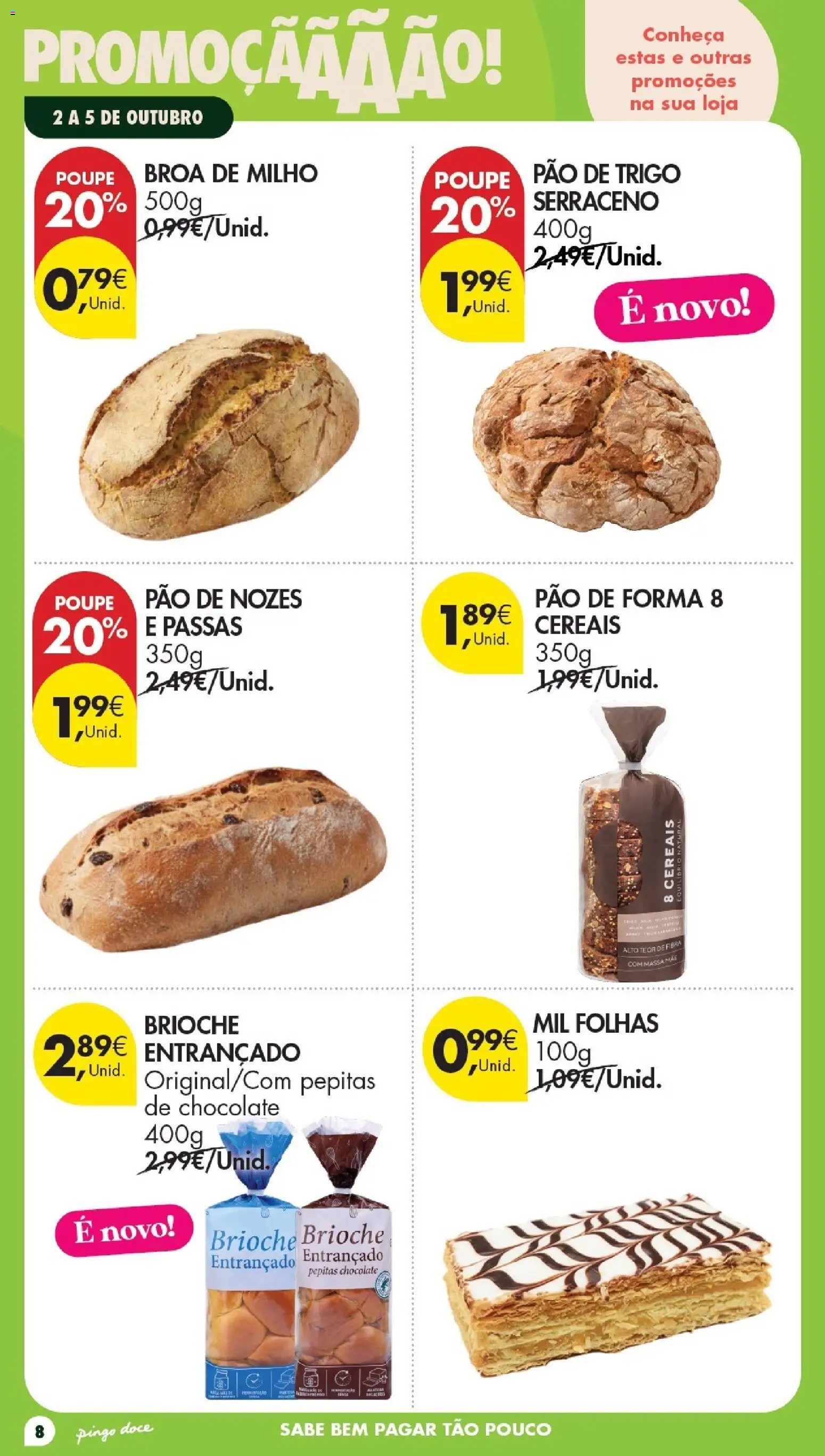 Pingo Doce Poupe este Fim de Semana │ válido de 02/10/2026 | Página: 8 | Produtos: Pão de forma, Brioche, Massa, Nozes