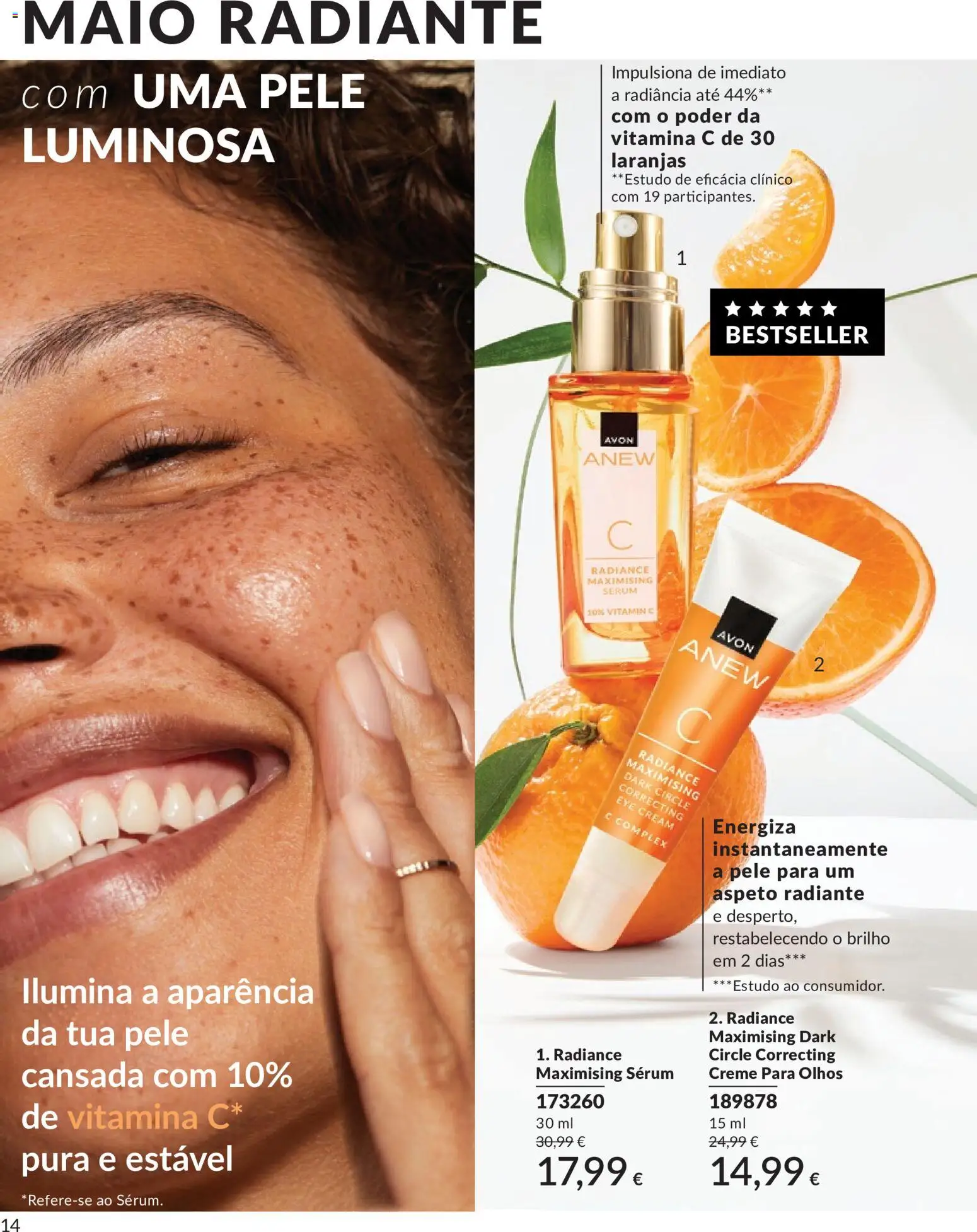 Catálogo Avon Campanha 5 │ válido de 01.05.2026 | Página: 14 | Produtos: Sérum, Laranjas, Vitamina c, Creme
