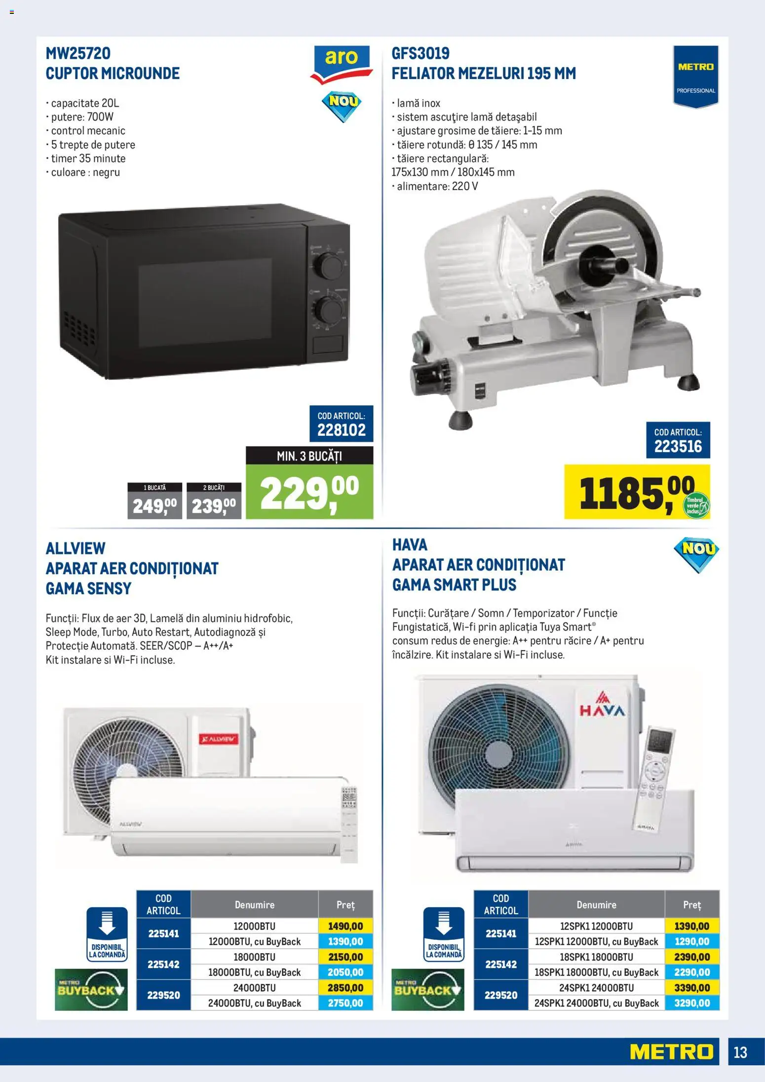 Noul catalog Metro – valabil de la 01.07.2026 | Pagină: 13 | Produse: Cuptor, Aer Condiționat, Feliator