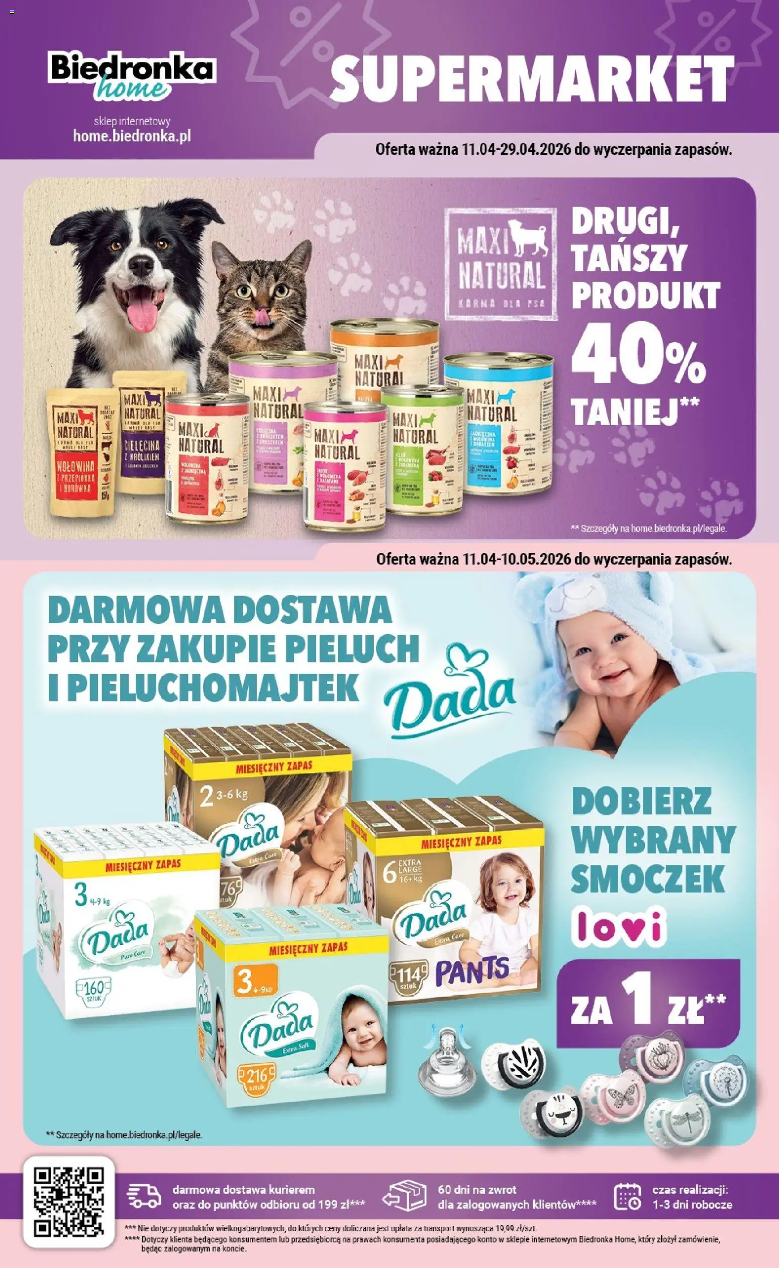 Biedronka gazetka - Home od 11.04.2026 | Strona: 4 | Produkty: Pieluchy Dada, Karma dla psa, Przepiórka