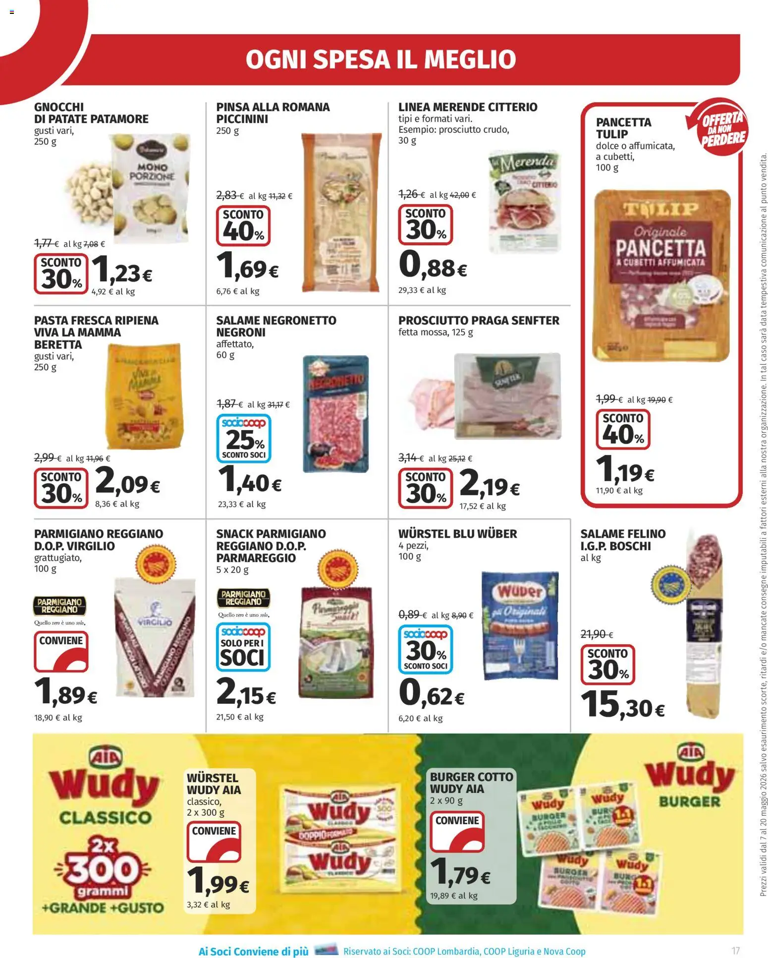 Volantino Ipercoop del 07.05.2026 | Pagina: 17 | Prodotti: Salame, Patate, Parmigiano reggiano, Gnocchi