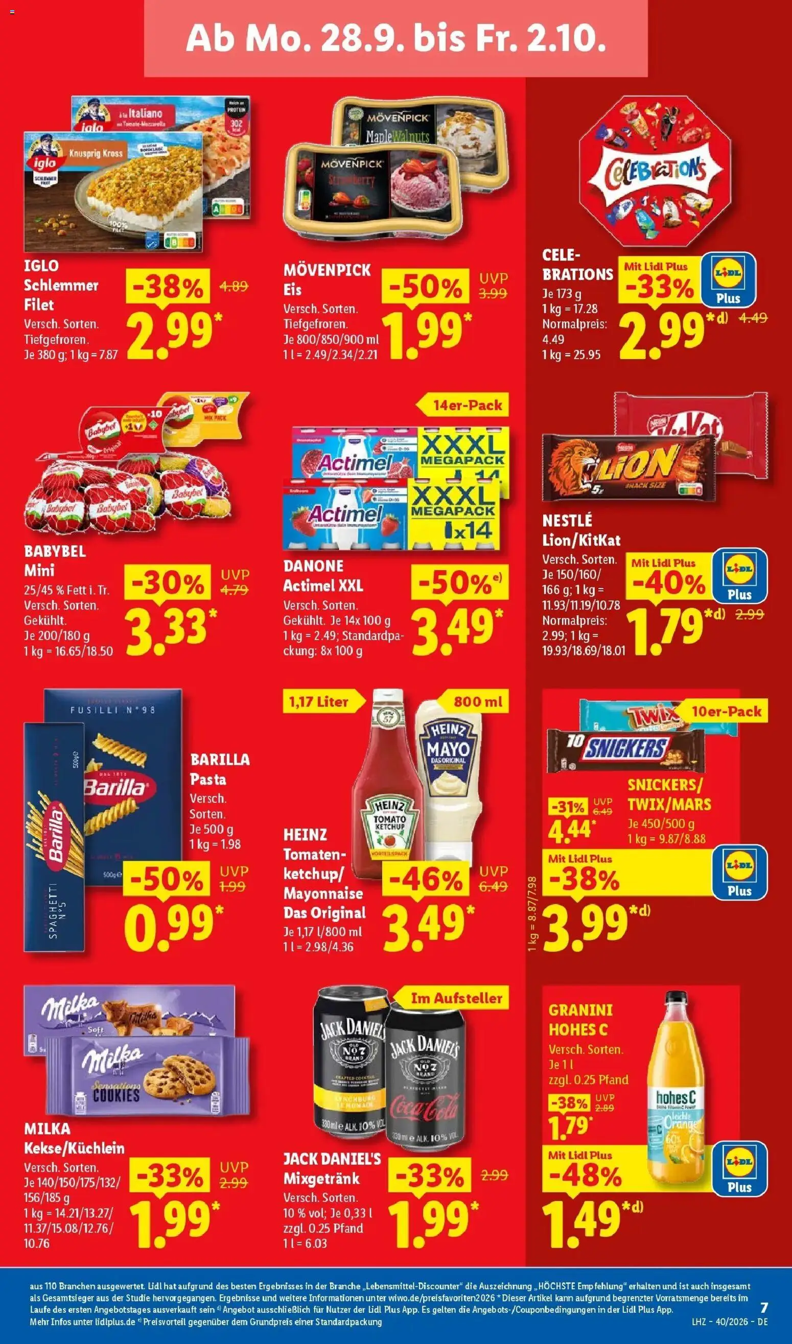 Lidl Prospekt Künzell (ab 28.09.2026) zum Blättern » Angebote | Seite: 13 | Produkte: Spaghetti, Box, Movenpick eis, Granini