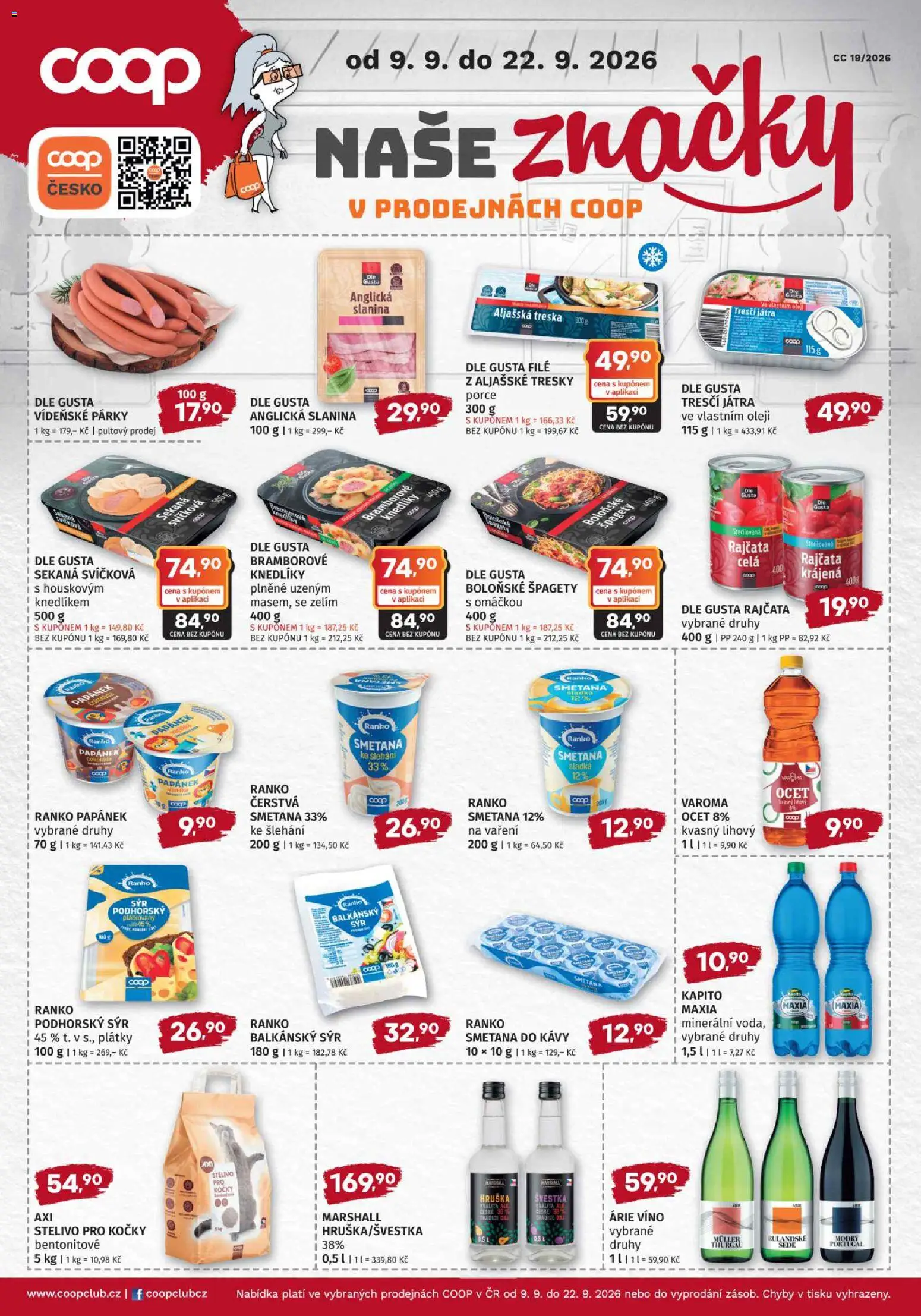 Konzum leták od 09.09.2026 | Strana: 9 | Produkty: Sýr, Aljašská treska, Stelivo pro kočky, Balkánský sýr