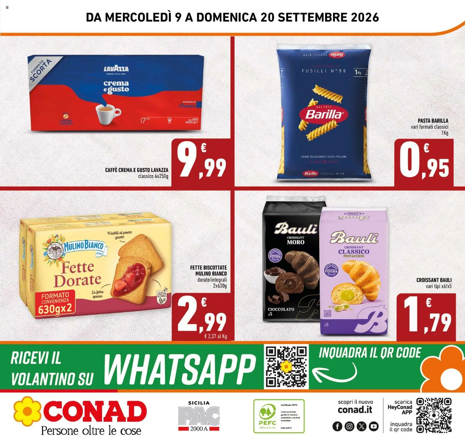 Volantino Conad del 09/09/2026 | Pagina: 24 | Prodotti: Crema, Pistacchio, Barilla, Croissant
