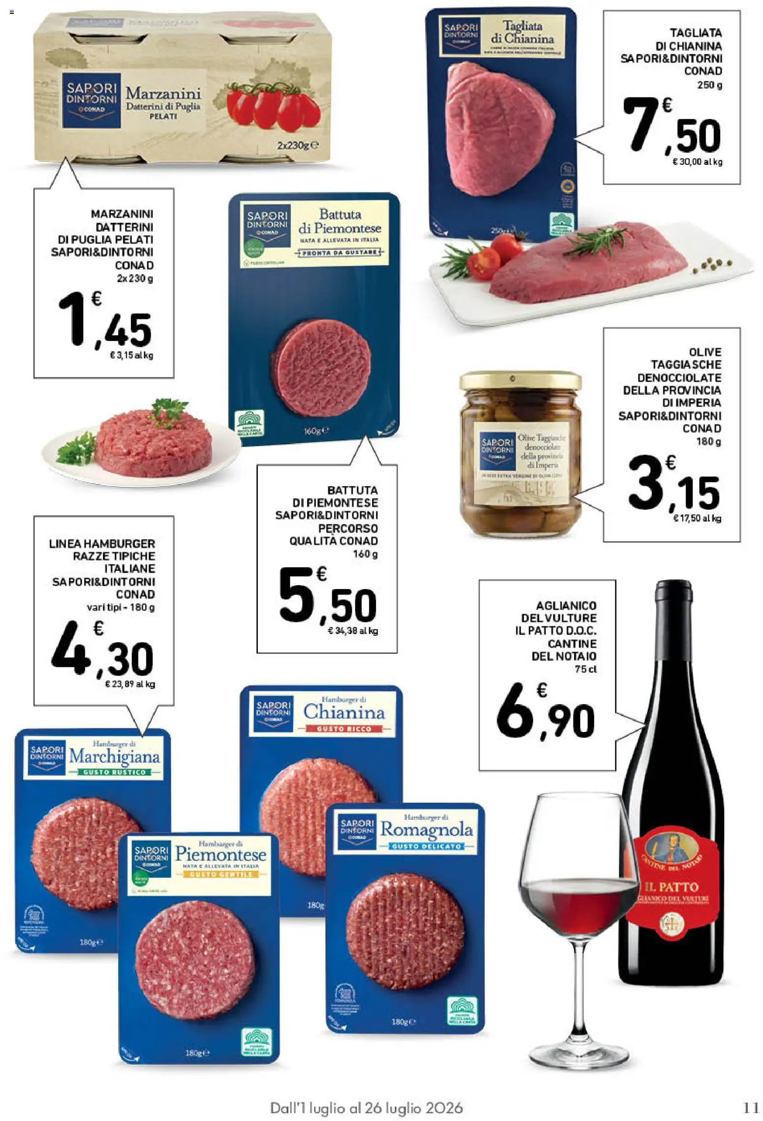 Volantino Spazio Conad del 01/07/2026 | Pagina: 11 | Prodotti: Olive, Hamburger