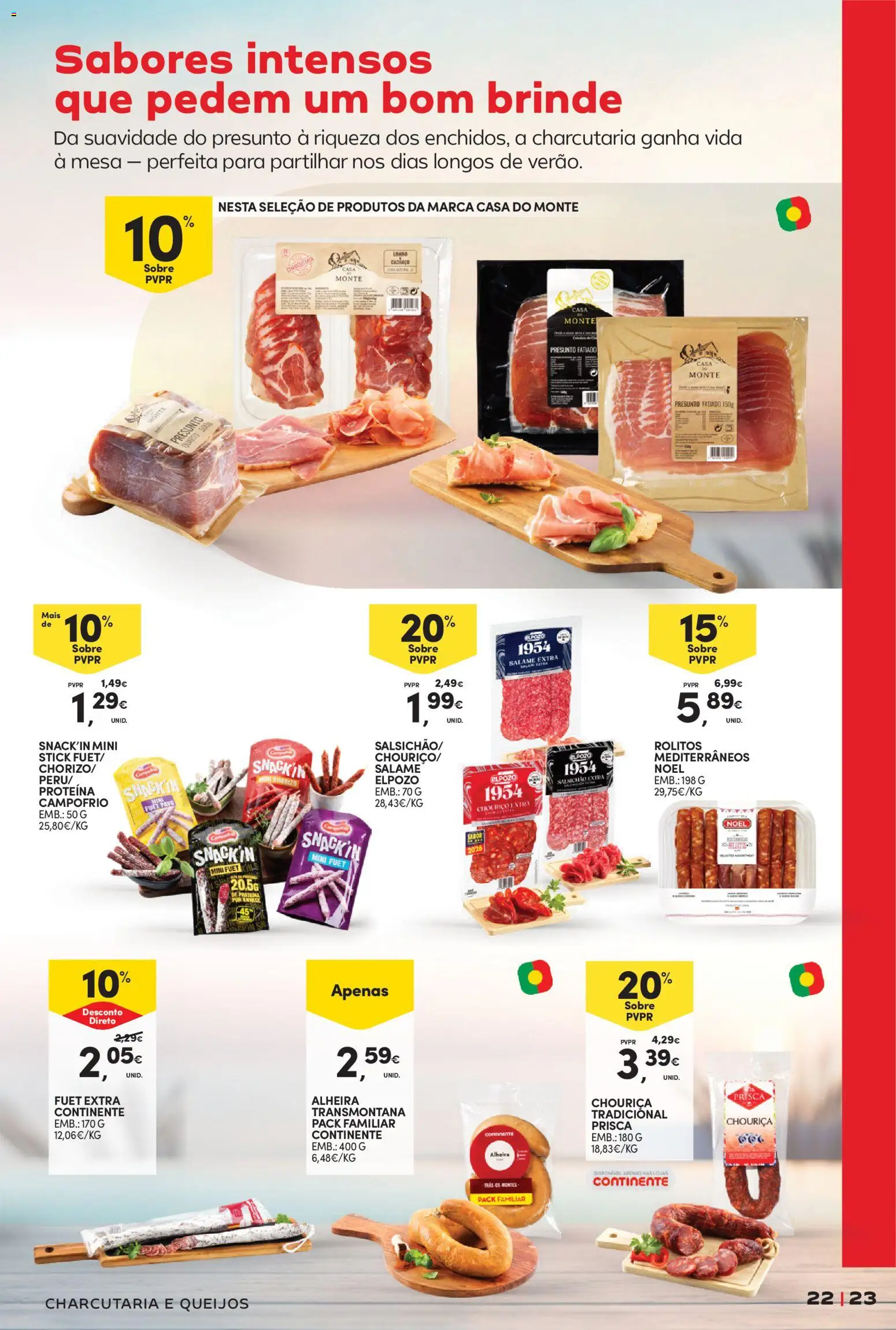 Continente - Vinhos de Verão │ válido de 21/07/2026 | Página: 23 | Produtos: Presunto, Chouriço, Alheira, Proteina