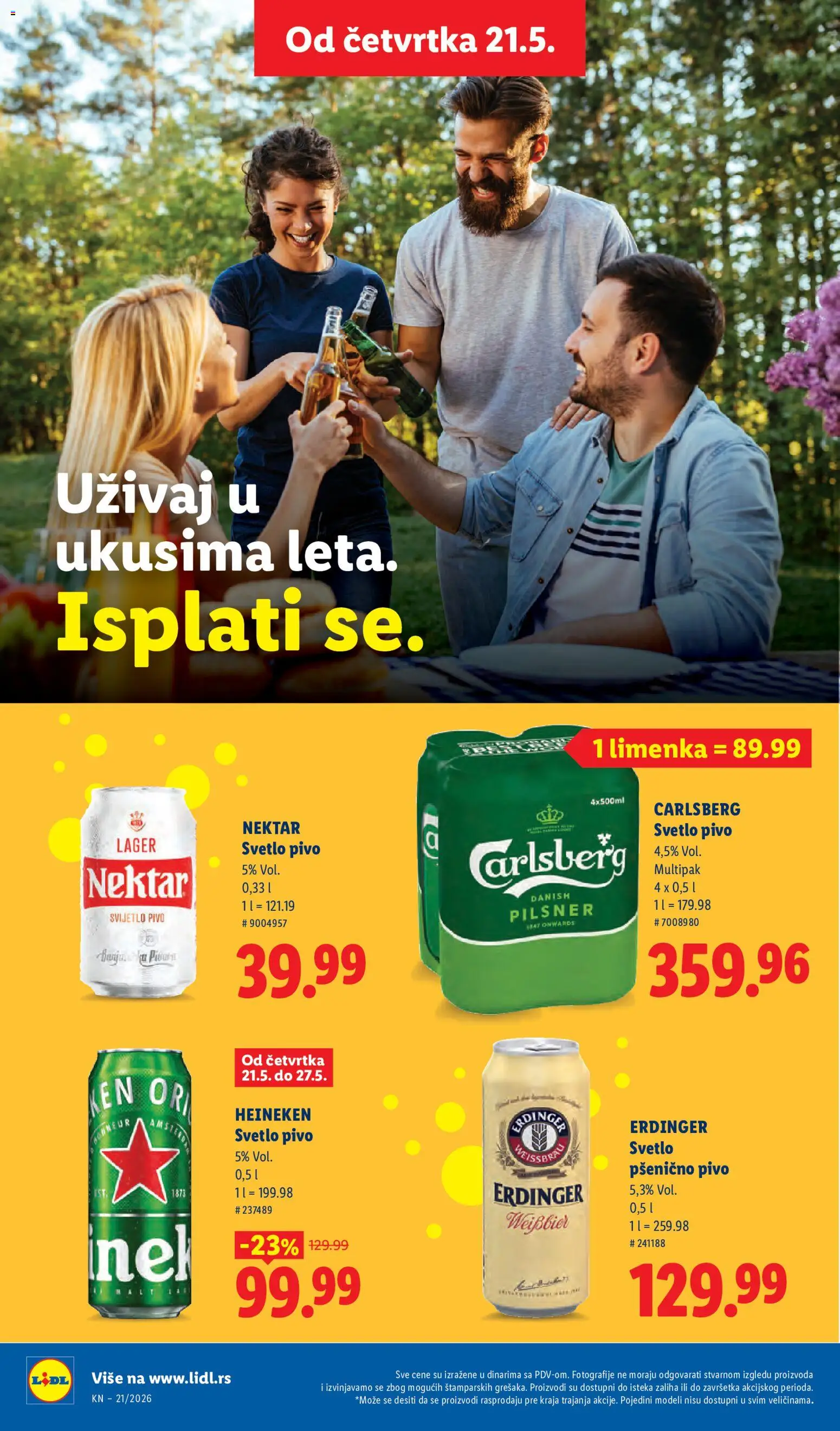 Lidl katalog - važi od 21.05.2026 | Strana: 52 | Proizvode: Heineken, Nektar, Carlsberg, Erdinger