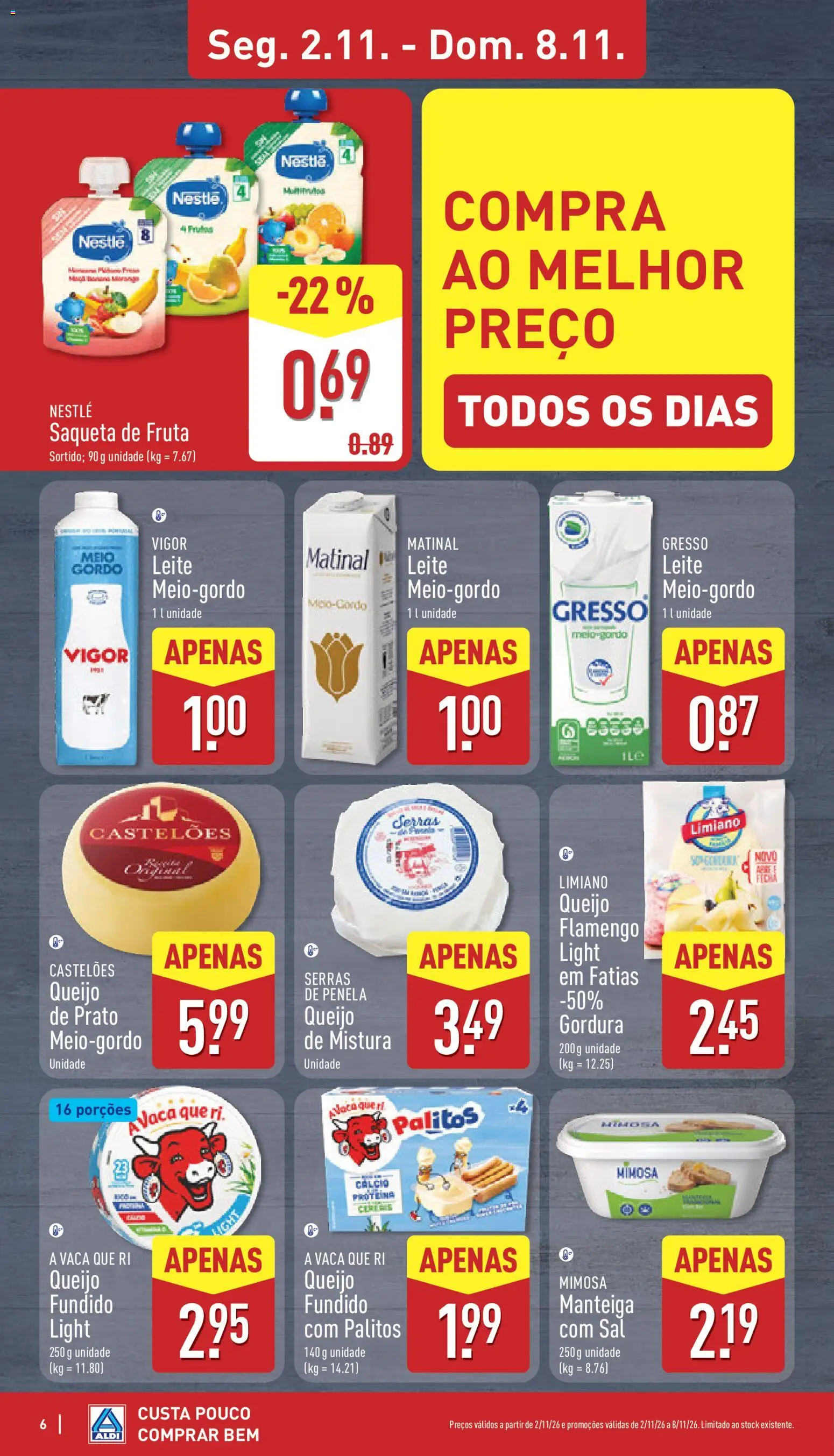 Aldi folheto │ válido de 02/11/2026 | Página: 6 | Produtos: Cálcio, Sal, Frutas, Manteiga