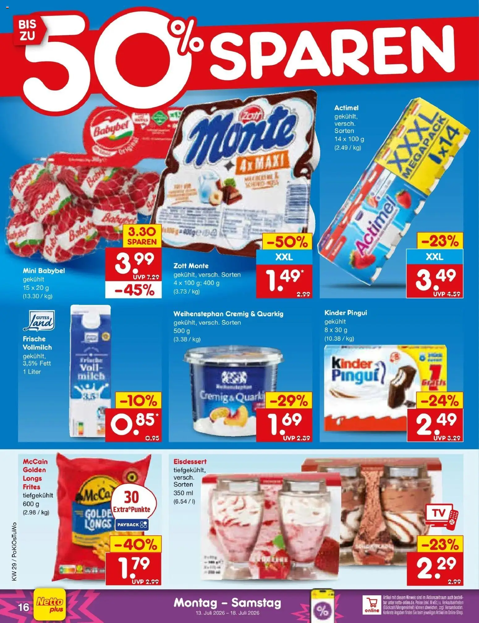 Netto Marken-Discount Prospekt Ludwigshafen-Edigheim – gültig ab 13.07.2026 | Seite: 20 | Produkte: Actimel, Milch, McCain, Babybel