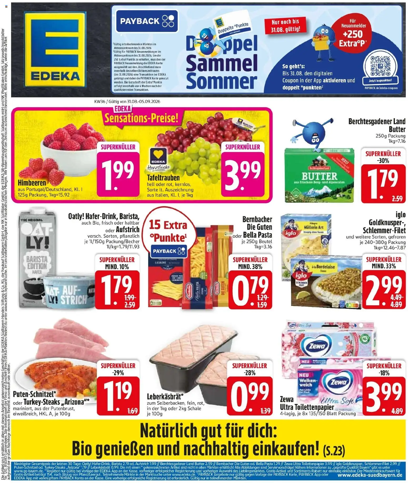 Edeka Prospekt Zwiesel (ab 31.08.2026) » Angebote Online | Seite: 3 | Produkte: Himbeeren, Iglo, Zewa, Toilettenpapier