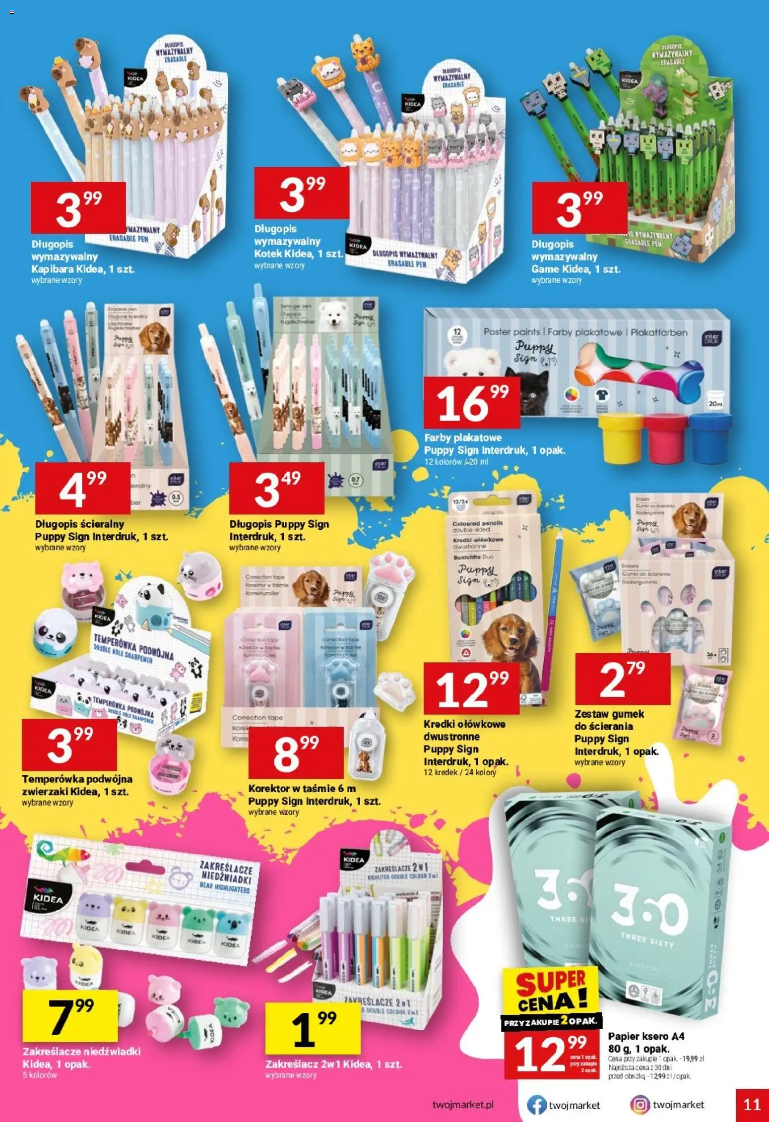 Twój Market gazetka od 26.08.2026 | Strona: 11 | Produkty: Temperówka, Kredki, Korektor, Papier ksero