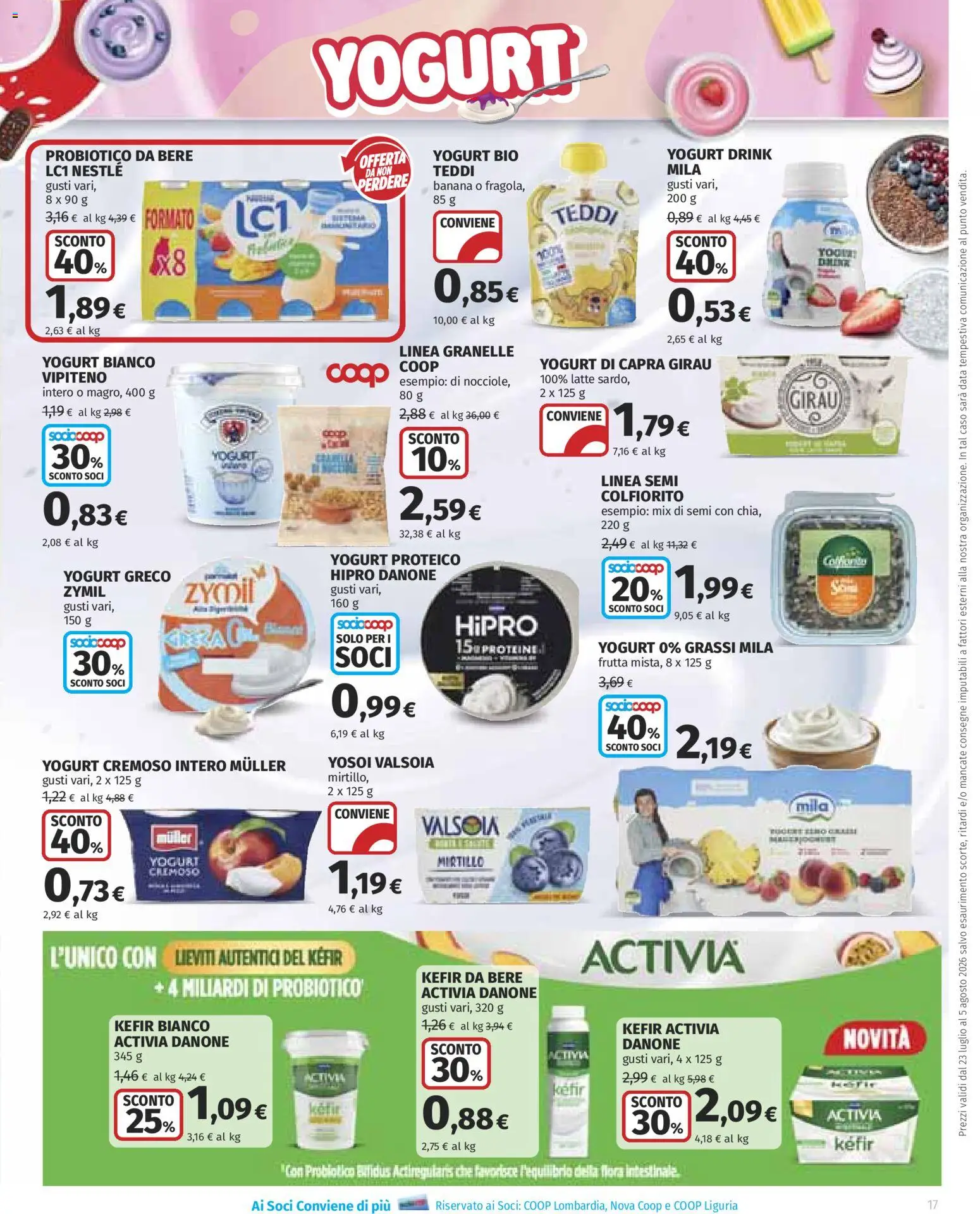 Volantino COOP del 23/07/2026 | Pagina: 17 | Prodotti: Yogurt greco, Yogurt, Frutta, Data