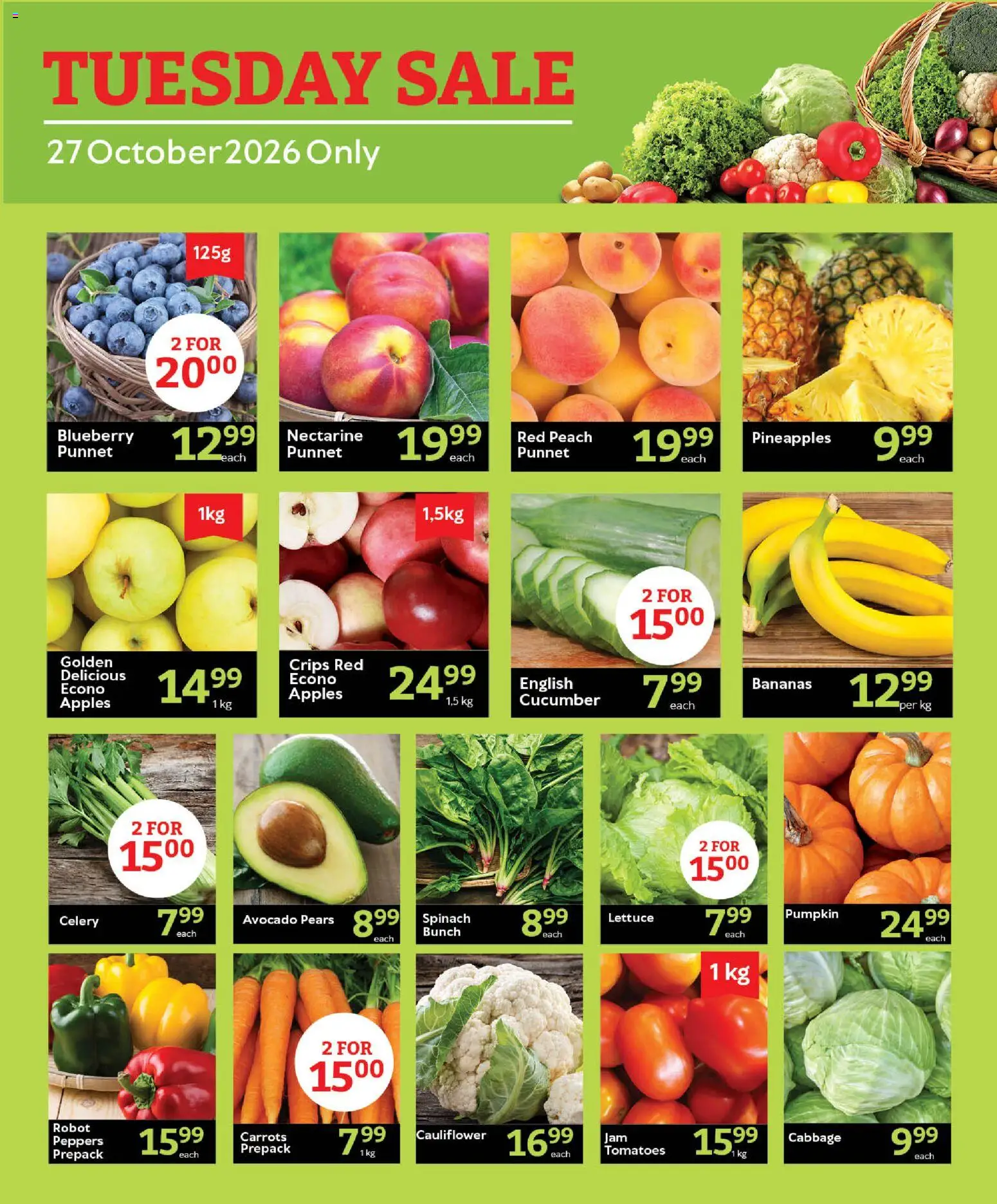 New Oxford Freshmarket catalogue – valid from 27/10/2026 | Page: 1 | Products: Pears, Celery, Tomatoes, Peach