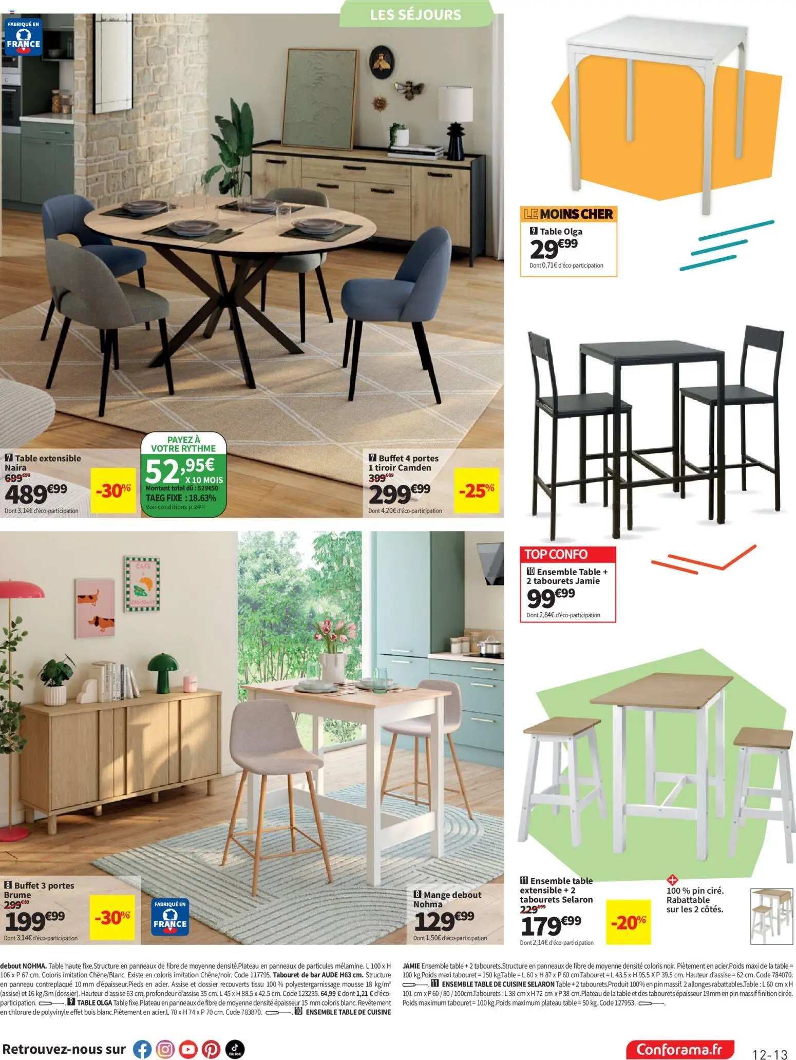 {H1} | Page: 13 | Produits: Poids, Tabouret de bar, Table, Portes