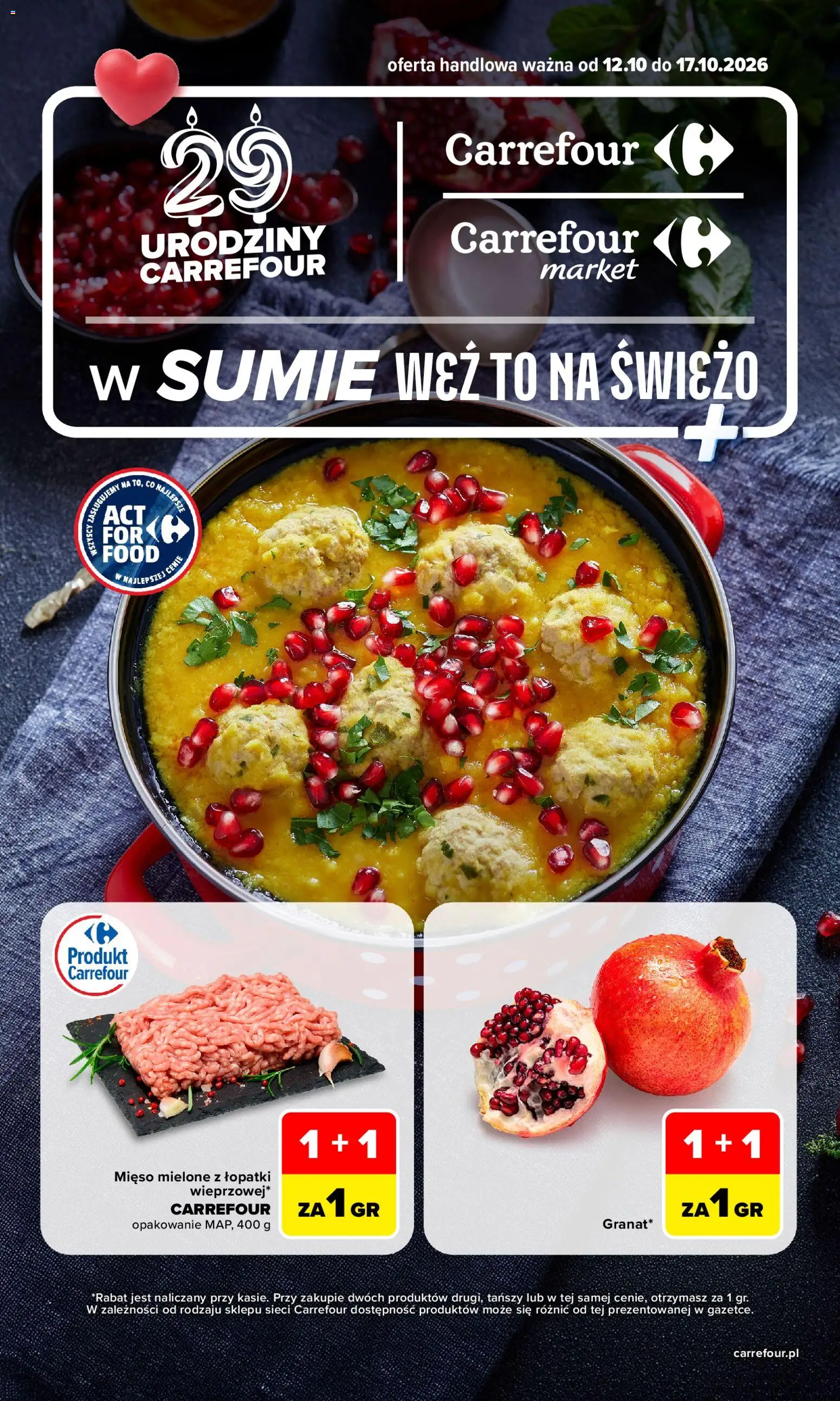 Carrefour gazetka - Weź to na świeżo od 12.10.2026 | Strona: 1 | Produkty: Mięso, Mięso mielone, Mięso mielone z łopatki