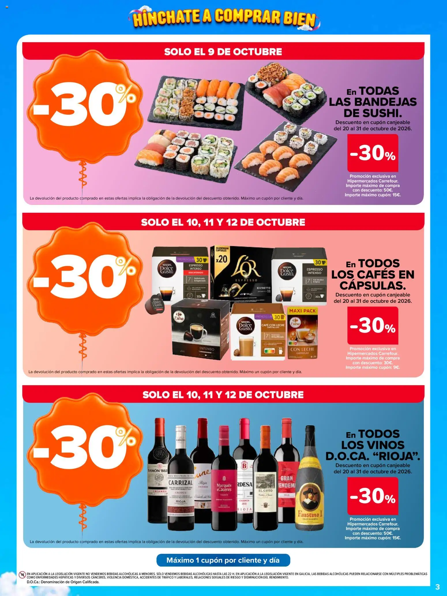 Carrefour Precio Imbatible │ válido desde el 09/10/2026 | Página: 3 | Productos: Cápsulas, Café con leche, Café, Sushi