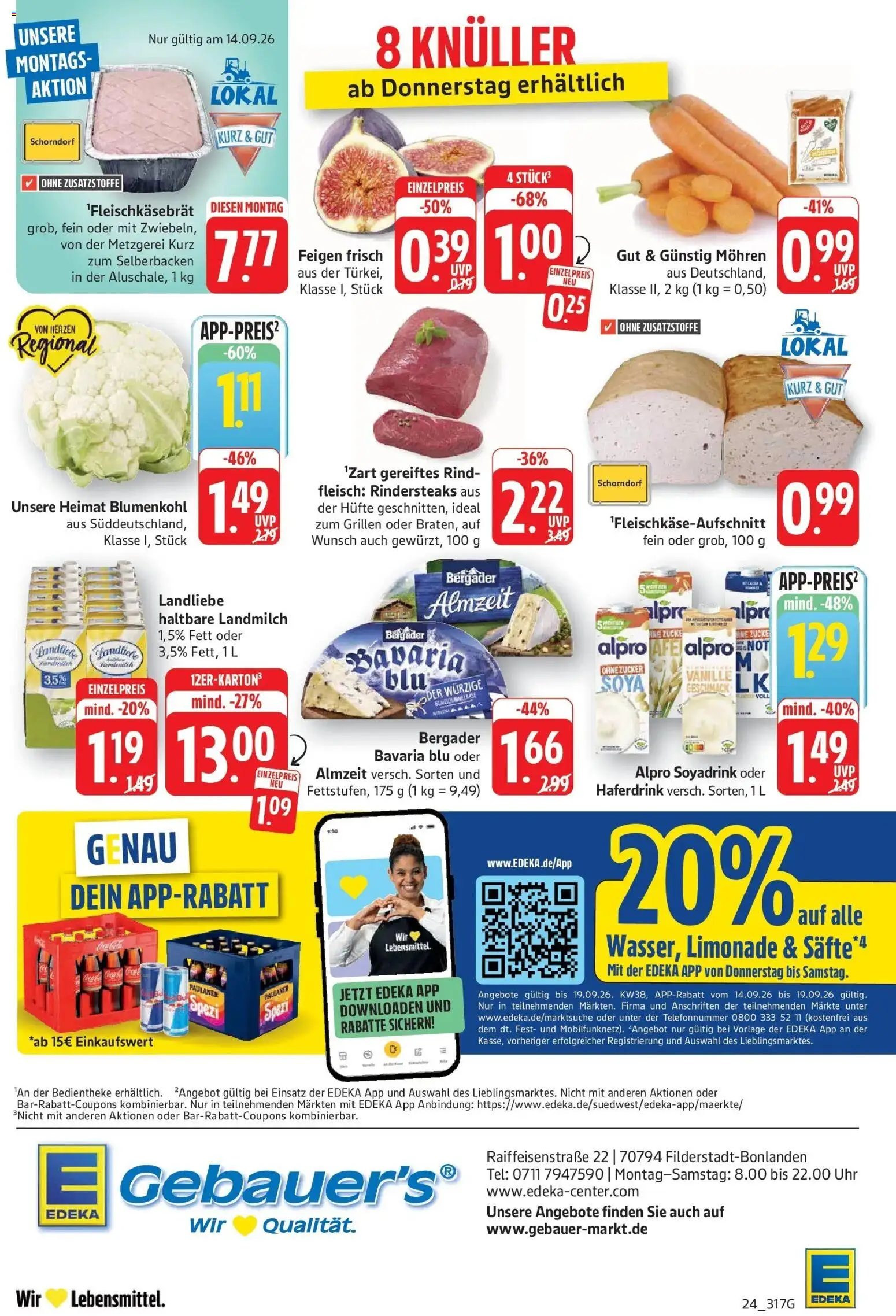 Edeka Prospekt Filderstadt-Bonlanden (ab 14.09.2026) » Angebote Online | Seite: 24 | Produkte: Paulaner spezi, Vanille, Alpro, Fleisch