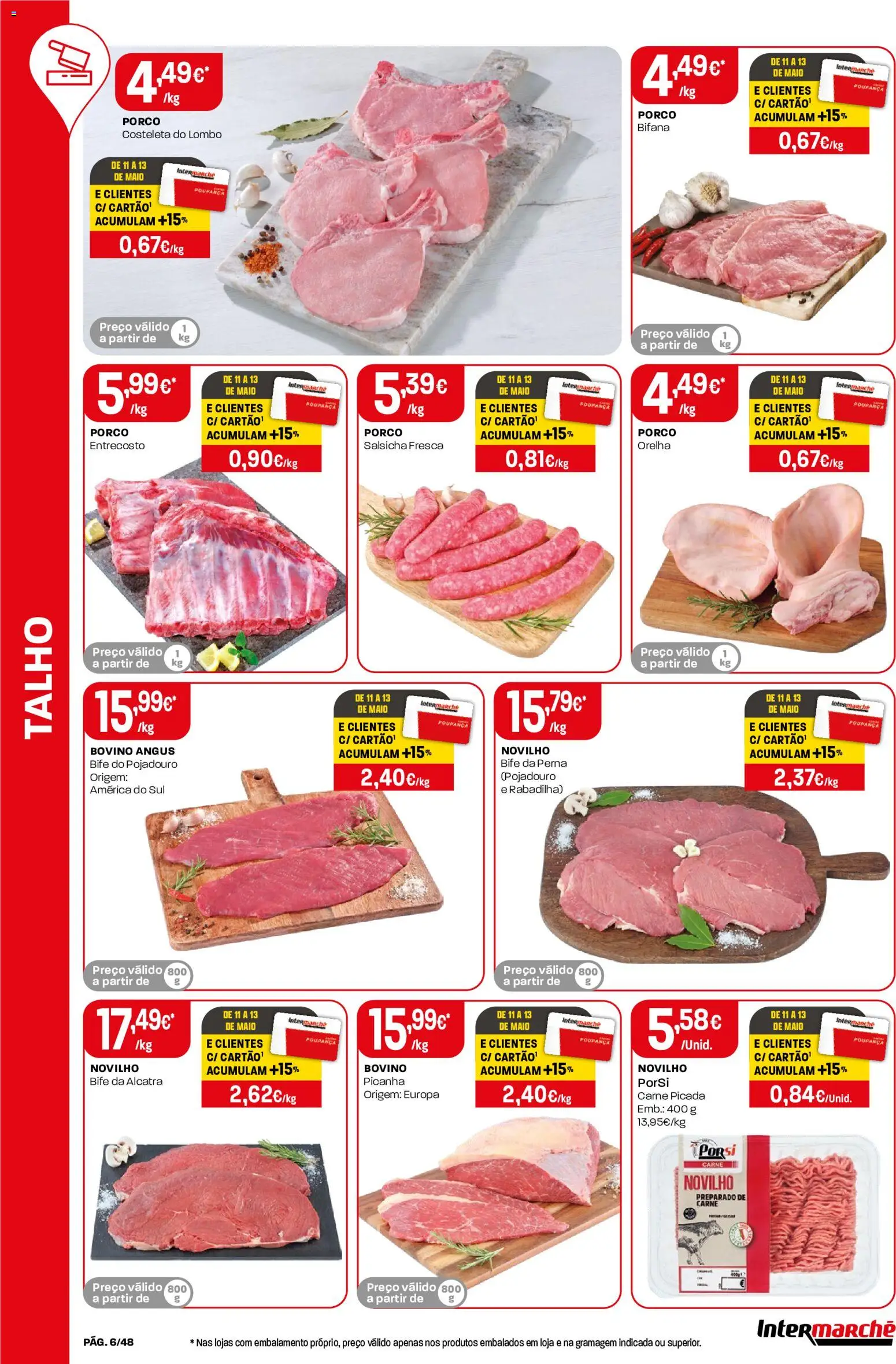 Intermarché folheto │ válido de 07.05.2026 | Página: 6 | Produtos: Carne picada, Salsicha, Lombo, Carne