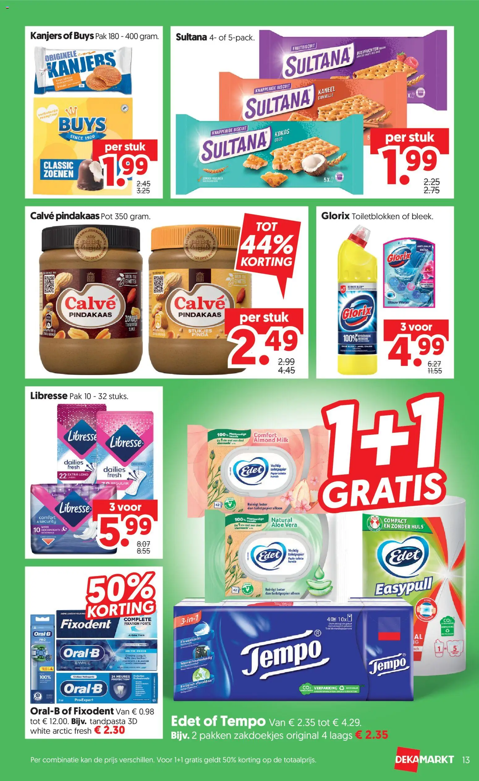 {H1} | Pagina: 13 | Producten: Tandpasta, Waffelini, Kaneel, Crème