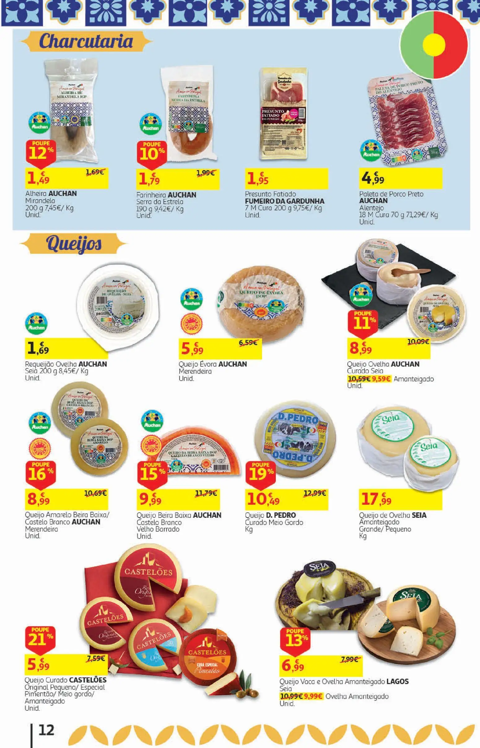 Auchan folheto │ válido de 19/08/2026 | Página: 12 | Produtos: Queijo de ovelha, Queijo, Requeijão, Presunto