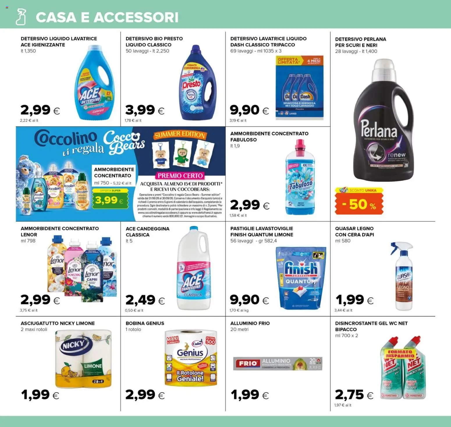 Volantino Oasi del 02/07/2026 | Pagina: 24 | Prodotti: Ammorbidente, Limone, Lavatrice, Alluminio