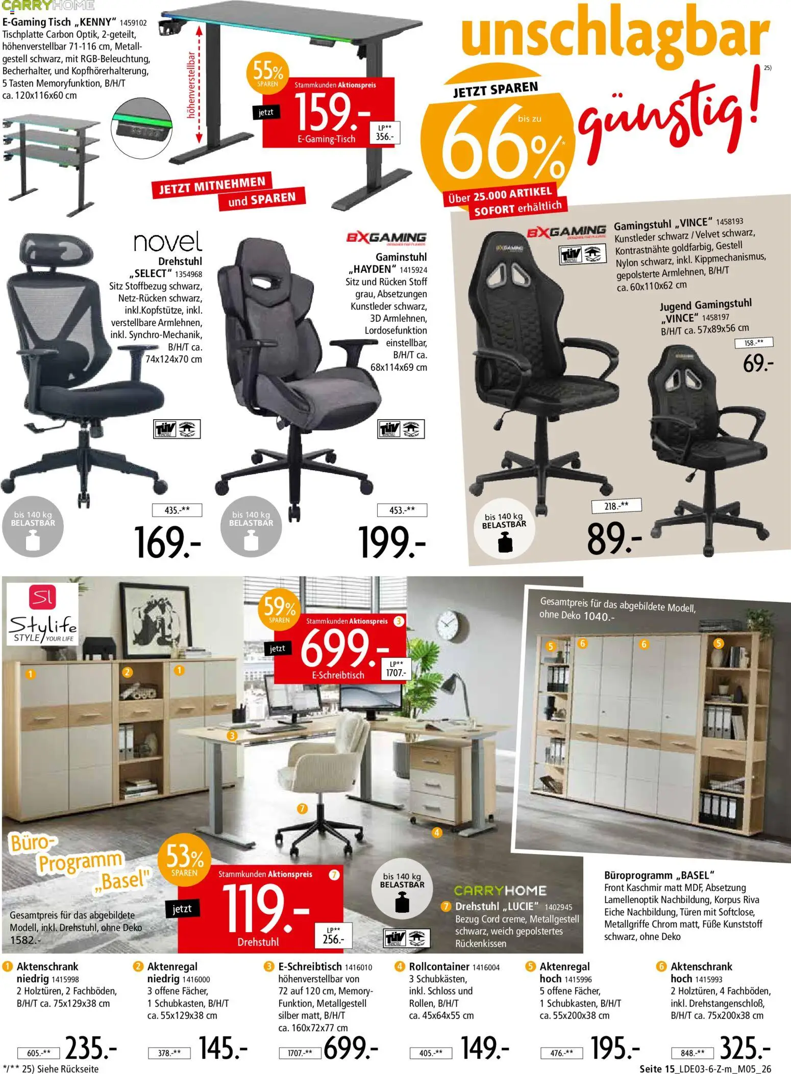 Zurbrüggen Prospekt 	 – gültig ab 28.03.2026 | Seite: 19 | Produkte: Tisch, Gamingstuhl, Rollcontainer, Aktenregal