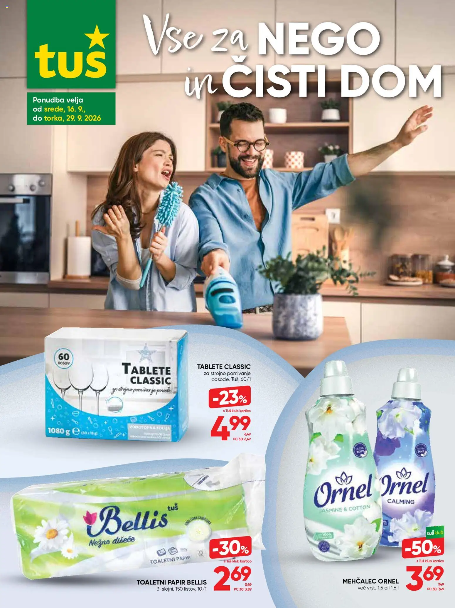 Novi Tuš katalog ponudbe – veljaven od 16.09.2026 | Stran: 1 | Izdelki: Mehčalec, Toaletni papir
