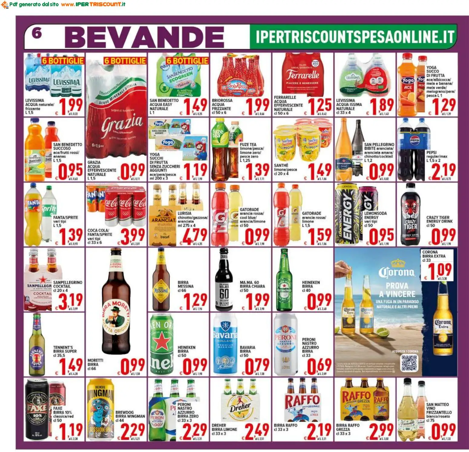 Volantino Ipertriscount del 29.05.2026 | Pagina: 6 | Prodotti: Birra, Ananas, Heineken, Ferrarelle