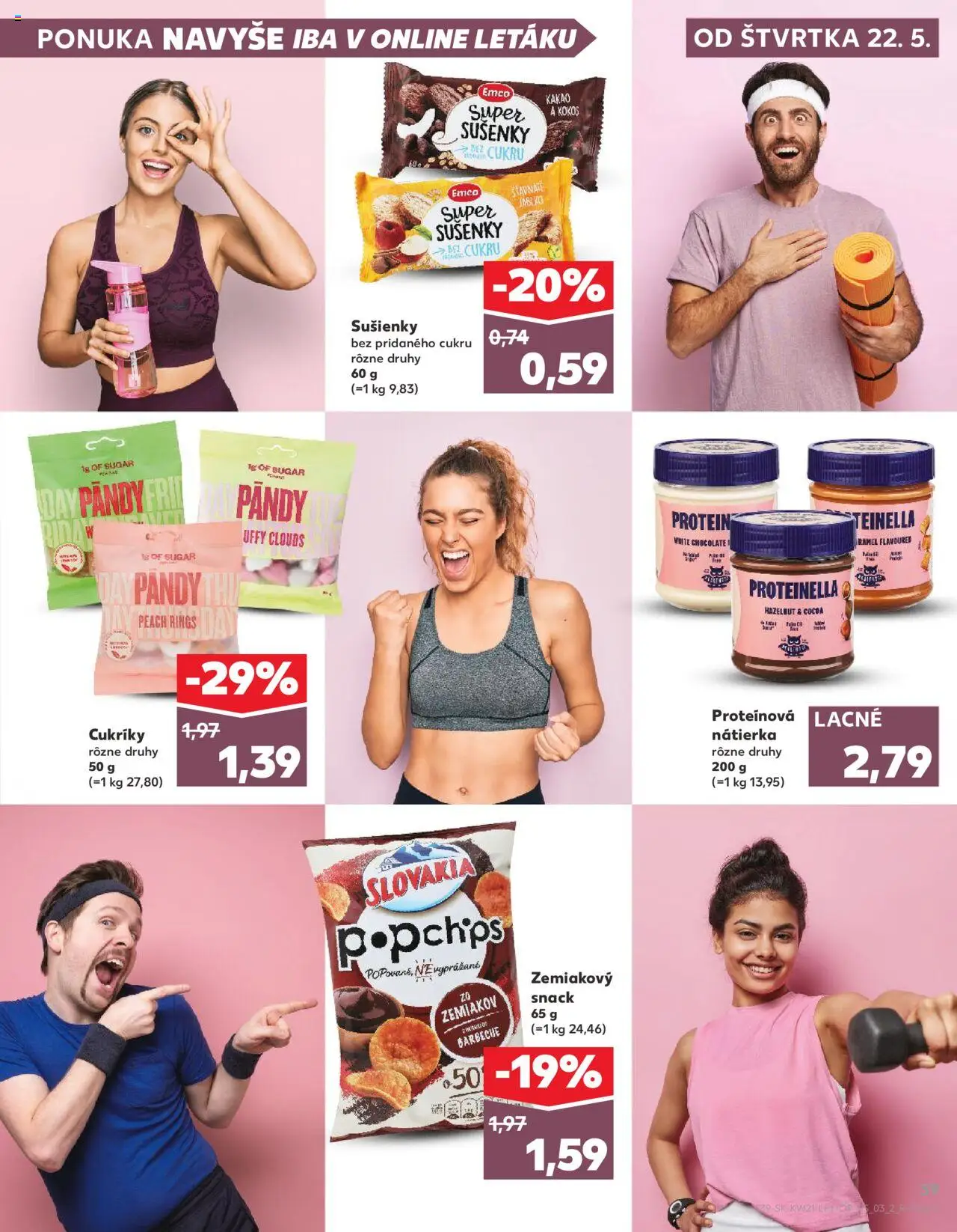 Nové Kaufland akcie – leták je platný od 22.05.2025 | Strana: 39 | Produkty: Protein, Proteinella, Cukríky, Kakao