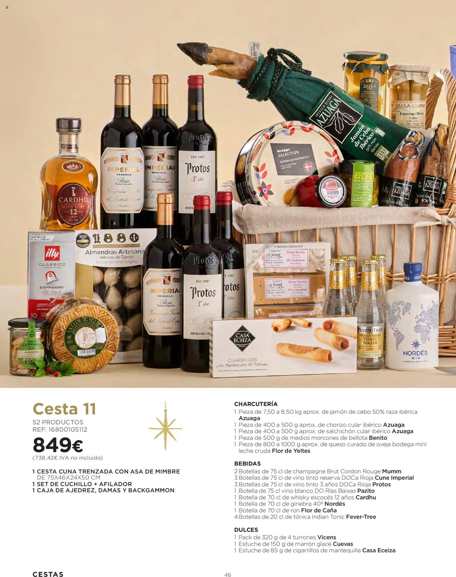 El Corte Inglés Cestas Navidad 2026 │ válido desde el 08/10/2026 | Página: 46 | Productos: Vino tinto, Leche, Queso, Caja