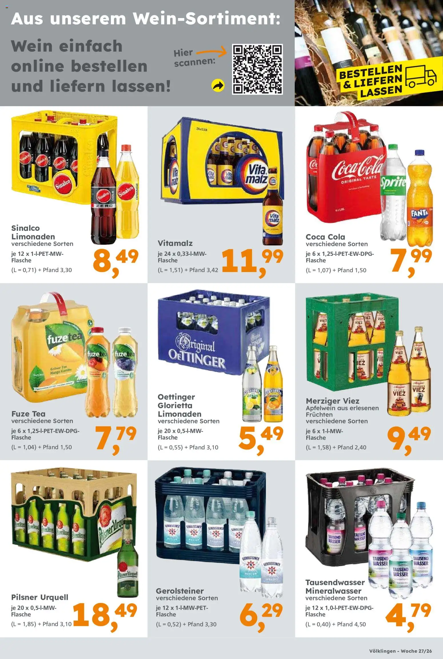 Globus Baumarkt Prospekt Saarbrücken – gültig ab 29.06.2026 | Seite: 17 | Produkte: Sinalco, Cola, Mineralwasser, Wein