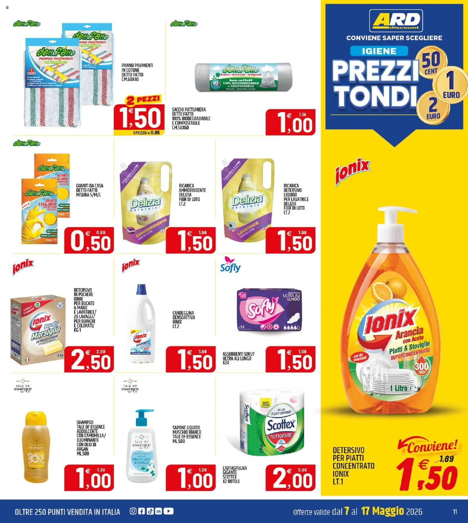 Volantino ARD Discount del 07.05.2026 | Pagina: 11 | Prodotti: Shampoo, Detersivo in polvere, Olio, Pattumiera