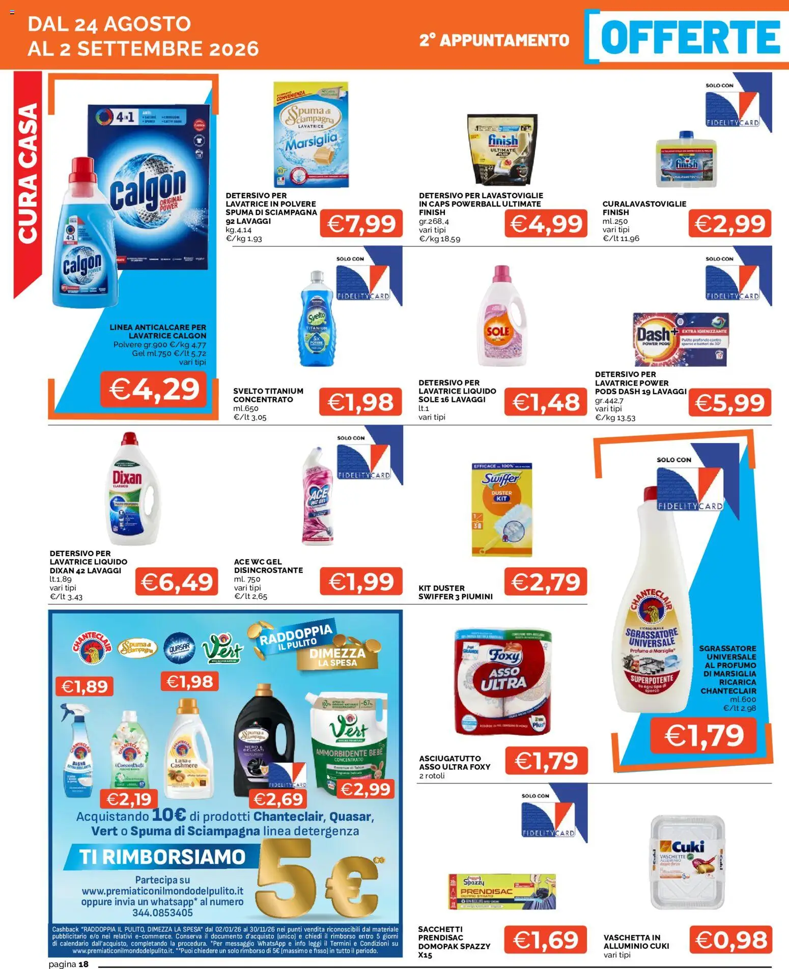 Volantino Mercatò del 24/08/2026 | Pagina: 18 | Prodotti: Lavatrice, Asciugatutto, Alluminio, Vaschette