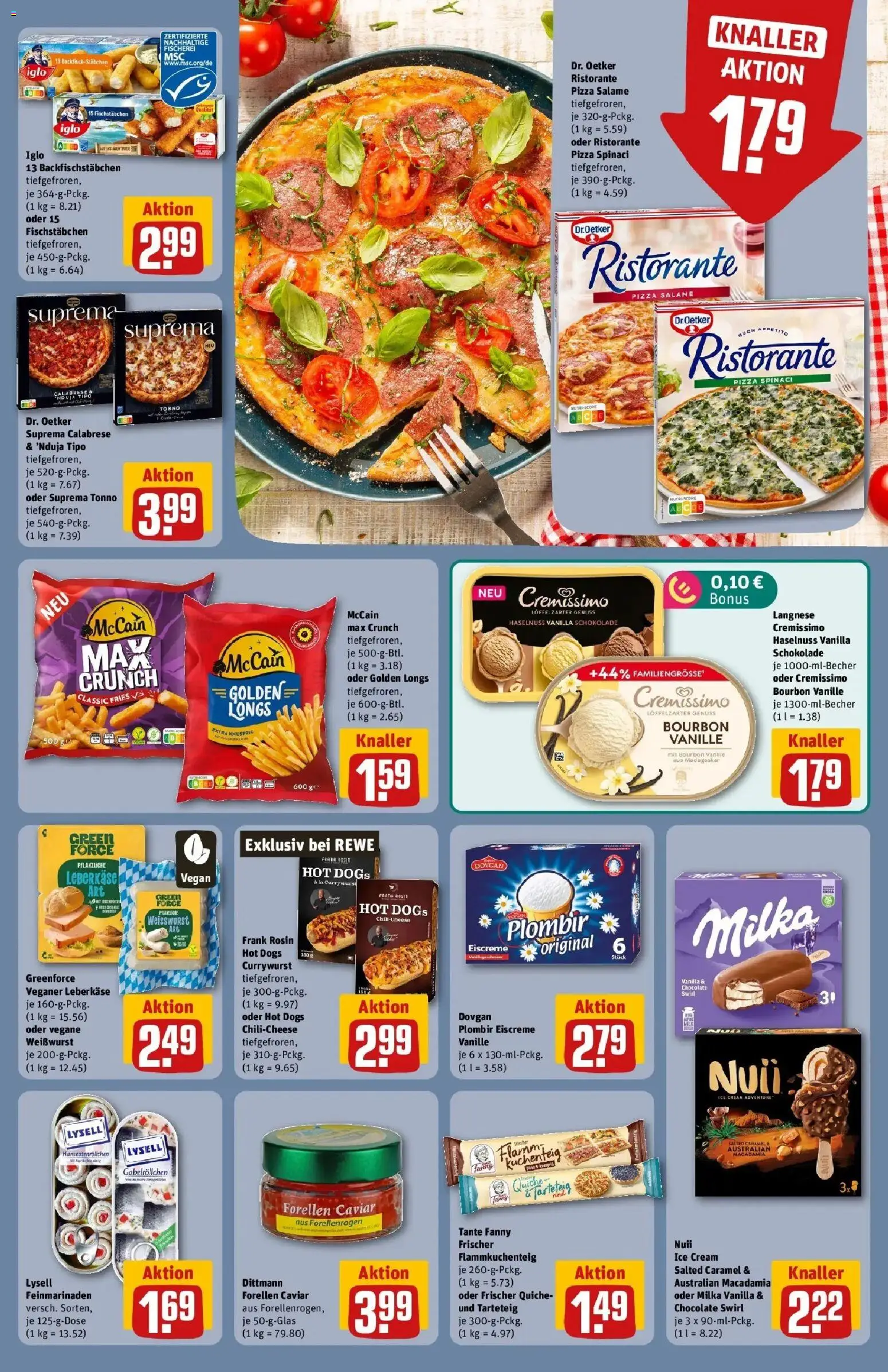 REWE Prospekt ab 31.08.2026 zum Blättern » Angebote | Seite: 15 | Produkte: Ristorante, Iglo, Milka, Pizza