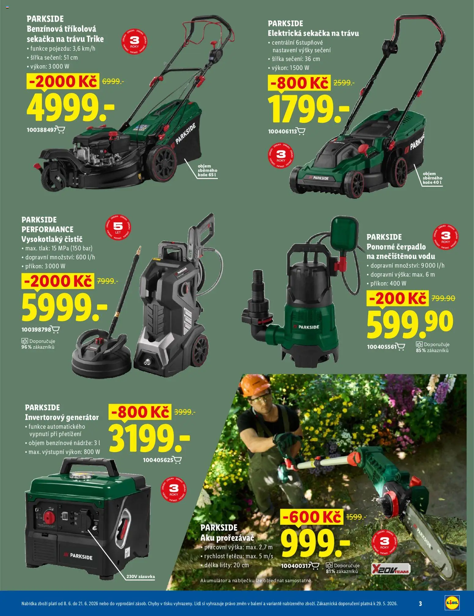 Lidl magazín od 08.06.2026 | Strana: 3 | Produkty: Zásuvka, Elektrická sekačka, Ponorné čerpadlo, Vysokotlaký čistič