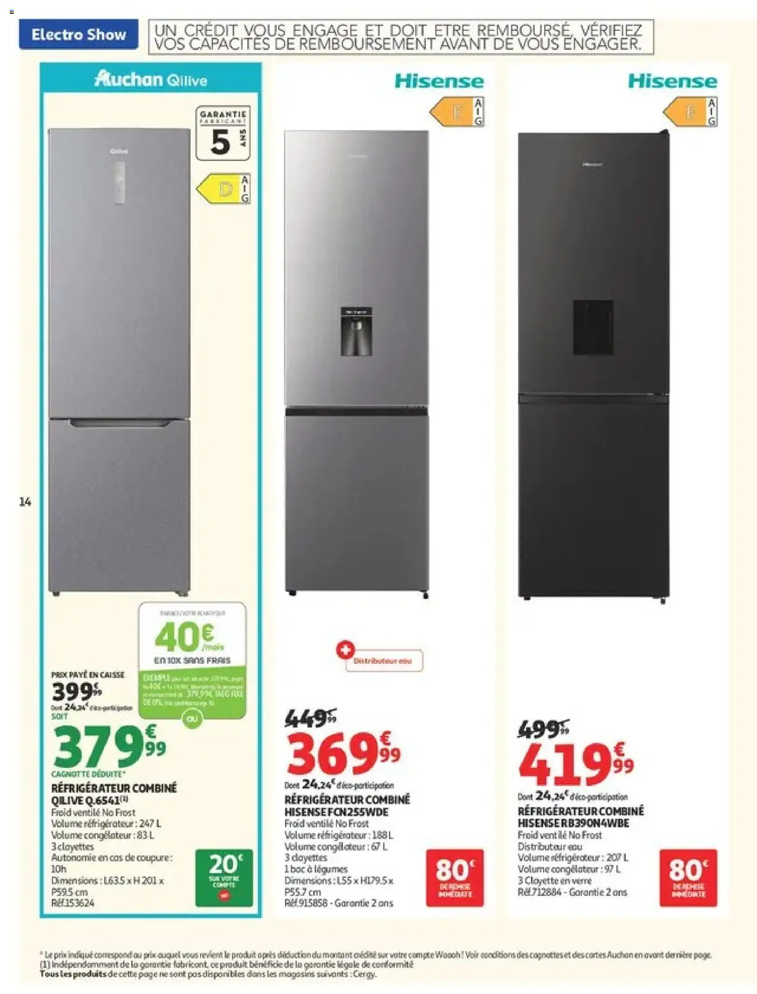 {H1} | Page: 14 | Produits: Réfrigérateur, Congélateur, Réfrigérateur combiné, Distributeur