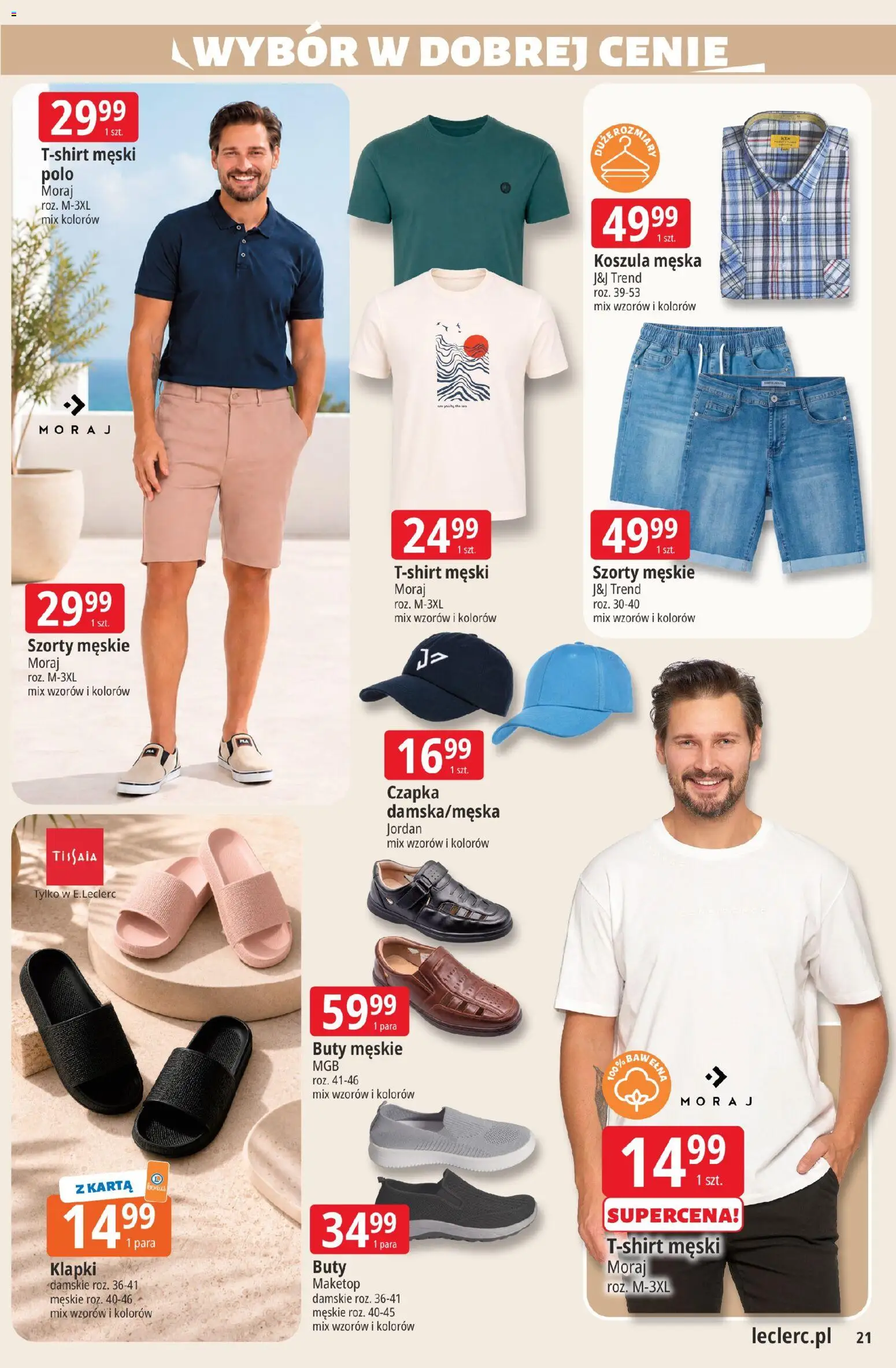 E.Leclerc gazetka - Wrocław od 02.06.2026 | Strona: 21 | Produkty: Szorty, Koszula, Klapki, Buty męskie