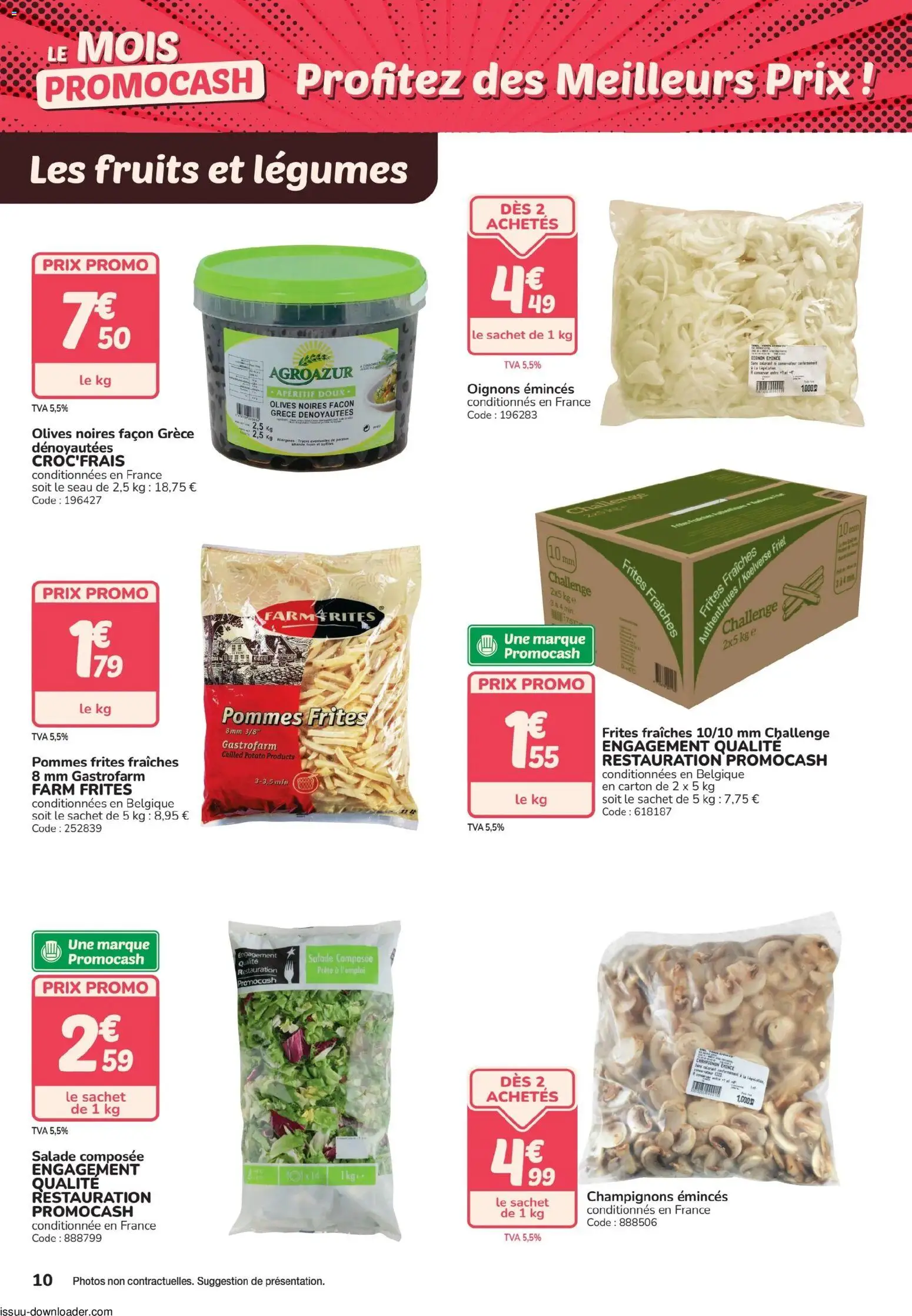 {H1} | Page: 10 | Produits: Olives, Frites, Champignon, Pommes