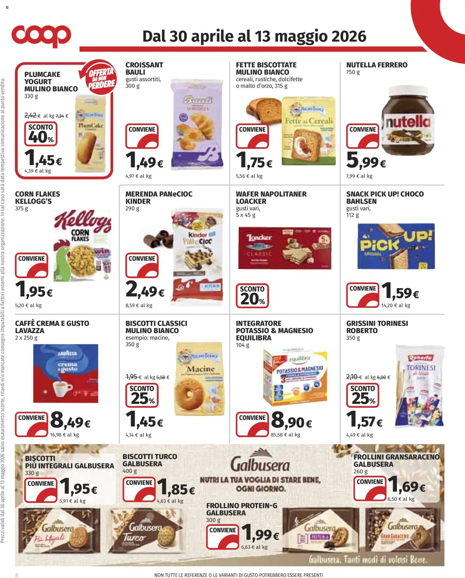 Volantino COOP del 30.04.2026 | Pagina: 8 | Prodotti: Crema, Caffè, Grissini, Lavazza