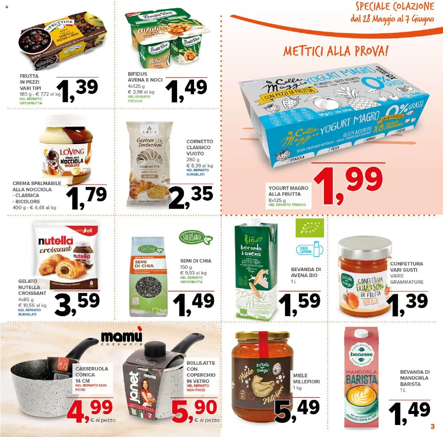 Volantino Todis del 28.05.2026 | Pagina: 3 | Prodotti: Crema, Pesca, Noci, Croissant