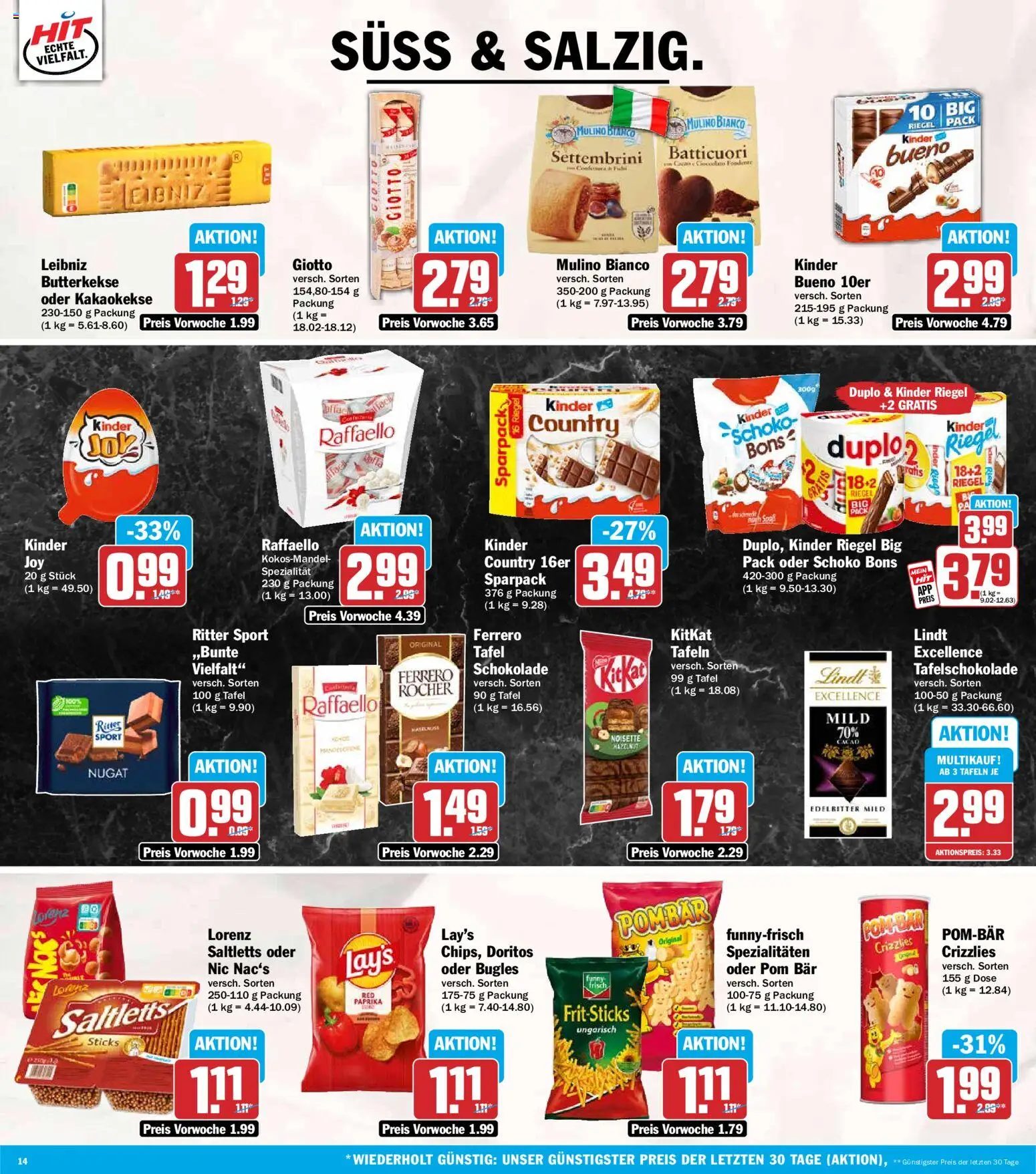 HIT Prospekt – gültig ab 21.09.2026 | Seite: 14 | Produkte: Schokolade, Spezialitäten, Butterkekse, Lindt