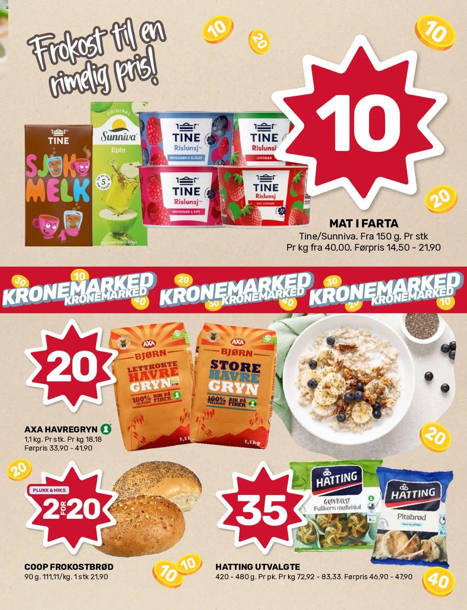 {H1} | Side: 3 | Produkter: Møllehjul, Jordbær, Pitabrød, Mat