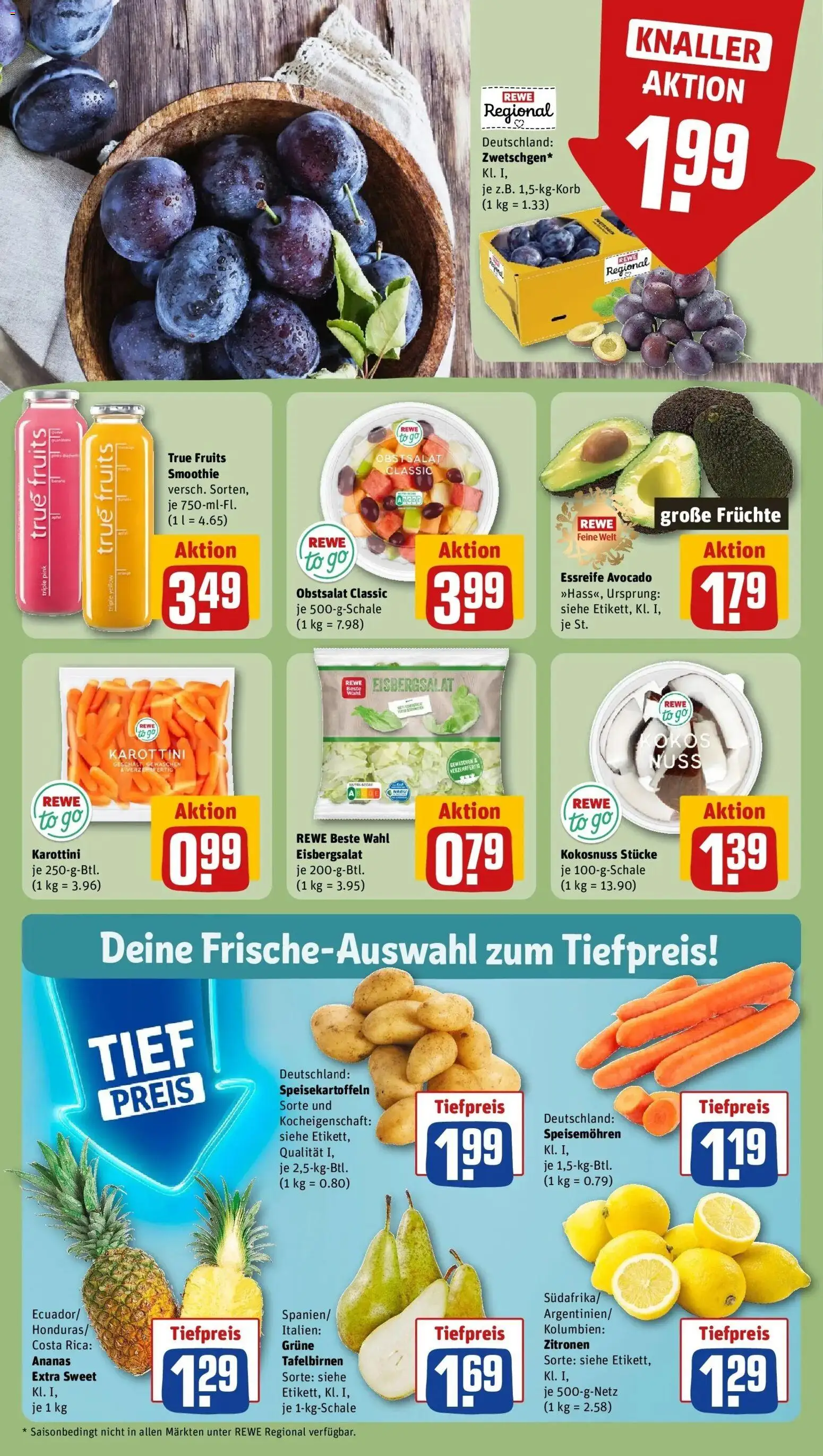 REWE Prospekt ab 17.08.2026 zum Blättern » Angebote | Seite: 8 | Produkte: Ananas, Eisbergsalat, Avocado, Zitronen